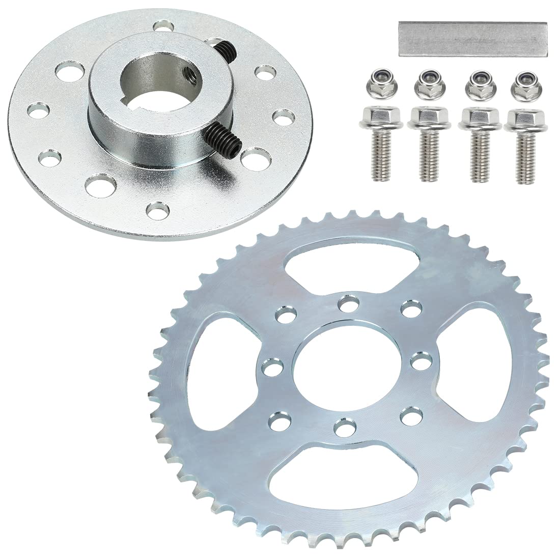 Yoxufa 40/41/420 Chain 48 Tooth Sprocket With 1' Bore 1/4 Keyway Go Kart Sprocket Hub Parts