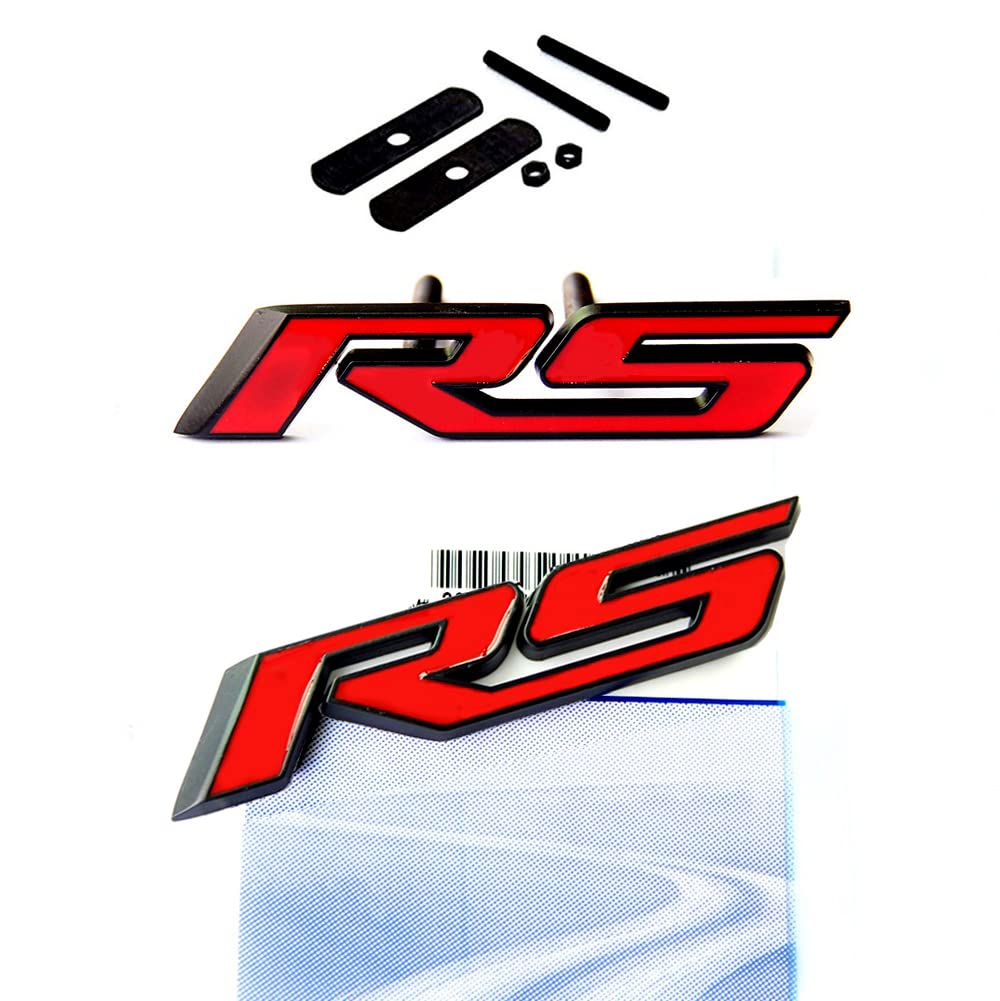 Yoaoo 1X Oem Black Rs Emblem Grille Plus Decal Badge 3D Allloy Compatible With Camaro Series Matte Black Red