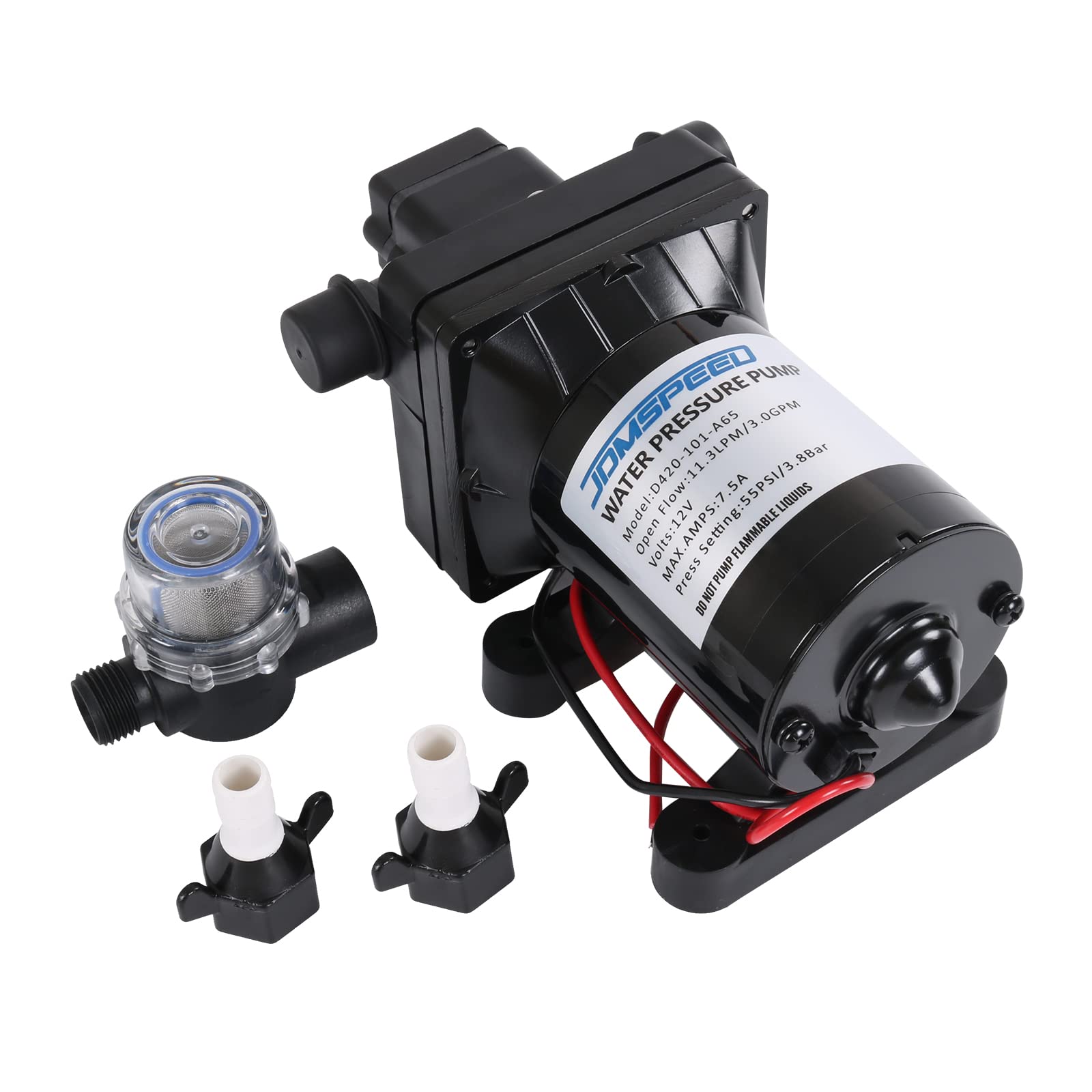 Dicmic 3.0 Gpm 12V 55 Psi Revolution Water Pump Compatible With Camper, Rv, Shower, Sprayer Replace# 4008-101-A65, 4008-101-E65