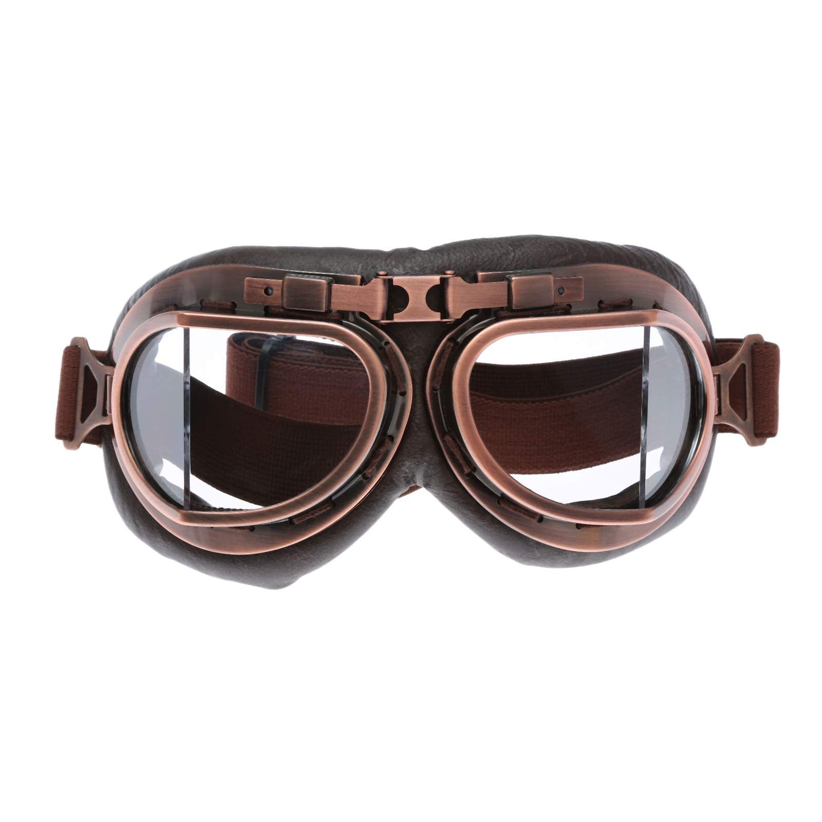 Muxsam Vintage Motorcycle Goggles, Atv Motocross Goggles, Dirt Bike Racing Riding Off Road Scooter Glasses, Windproof Dustproof Eyewear For Adults Men Women, Copper Frame Clear Lens