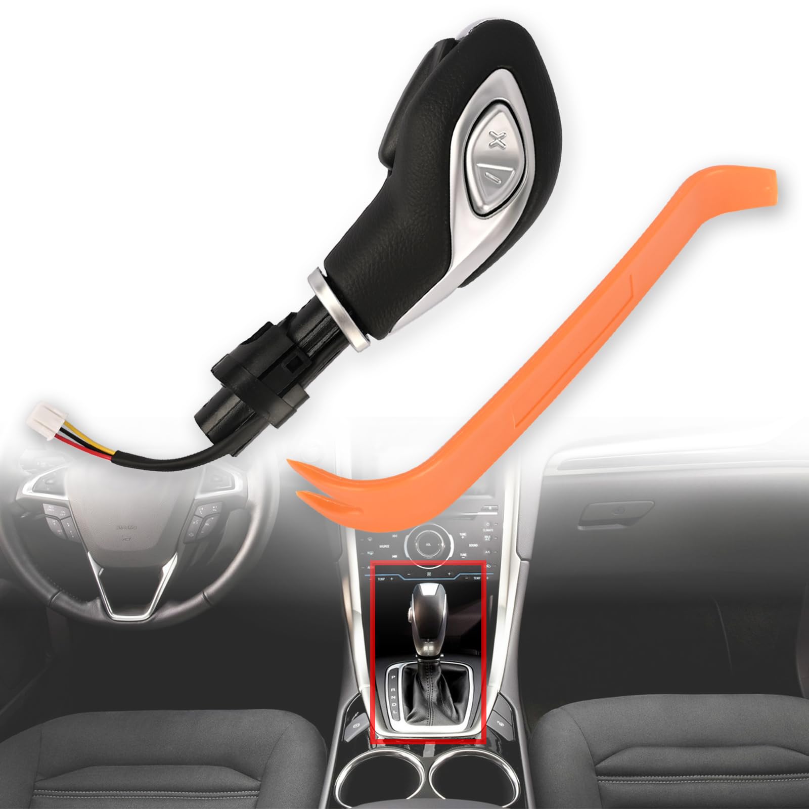 Magimaker Automatic Gear Shift Knob Handle With Button Dg9Z-7213-Ea For Ford Fusion 2013-2016 / Escape 2013-2016 / Transit 2015-2019 / Transit Connect 2018-2023 Gear Shifter Lever Selector (Matte)