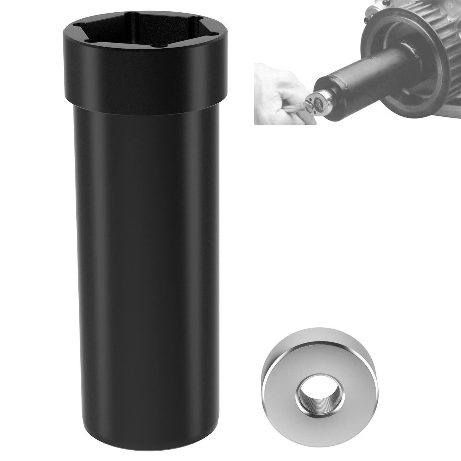 Mainshaft Sprocket/Pulley Locknut Socket, Compatible For Harley Davidson Twin Cam & Big Twin Main Shaft Lock Nut 1-7/8-Inch Socket, Inner Collar Keeps Wrench On Nut For Safer Work