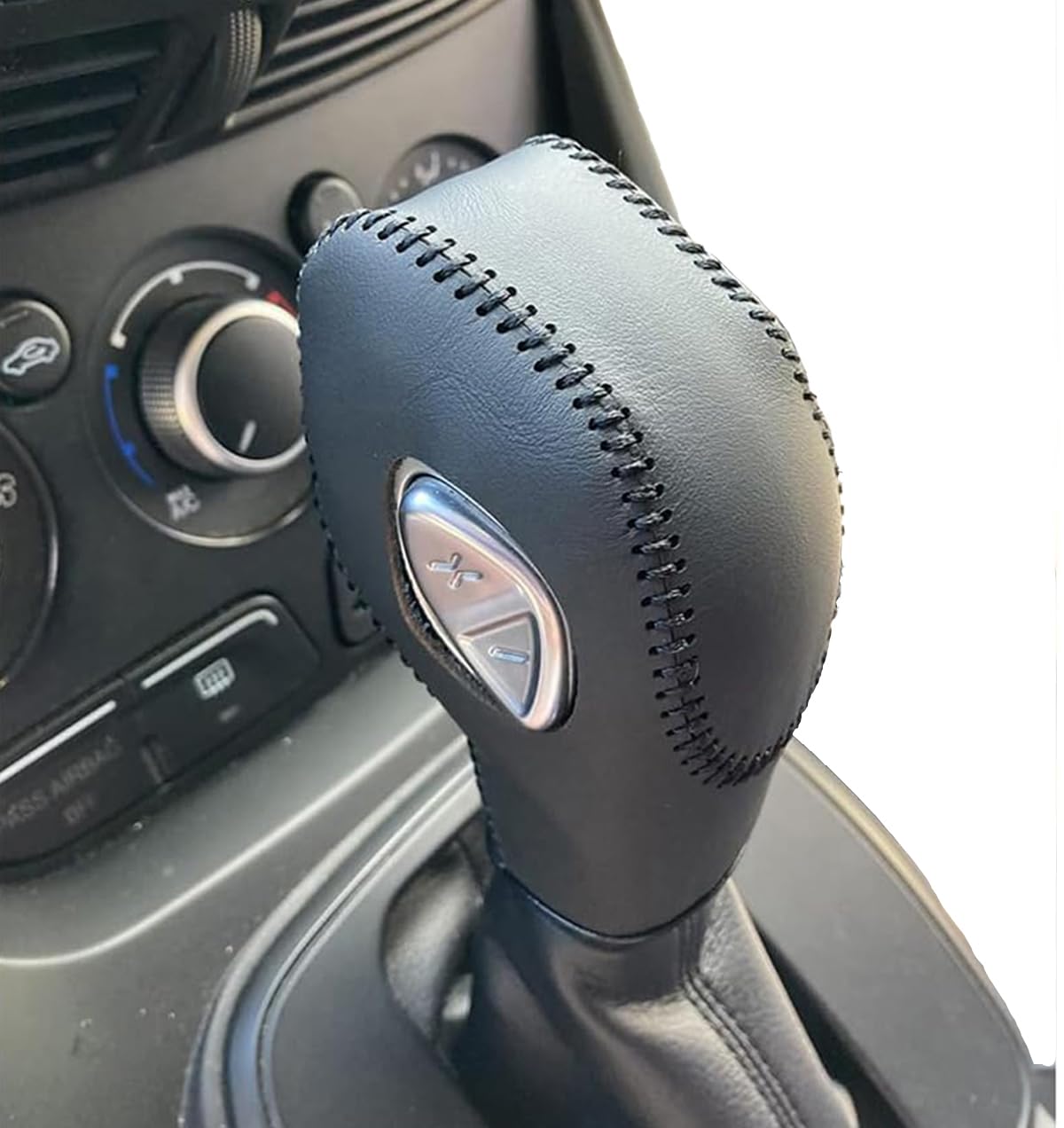 ACTOOLE Black Leather Gear Shift Knob Cover for Ford Focus, Fiesta, Fusion 2012-2016 - Stylish, Durable Accessory