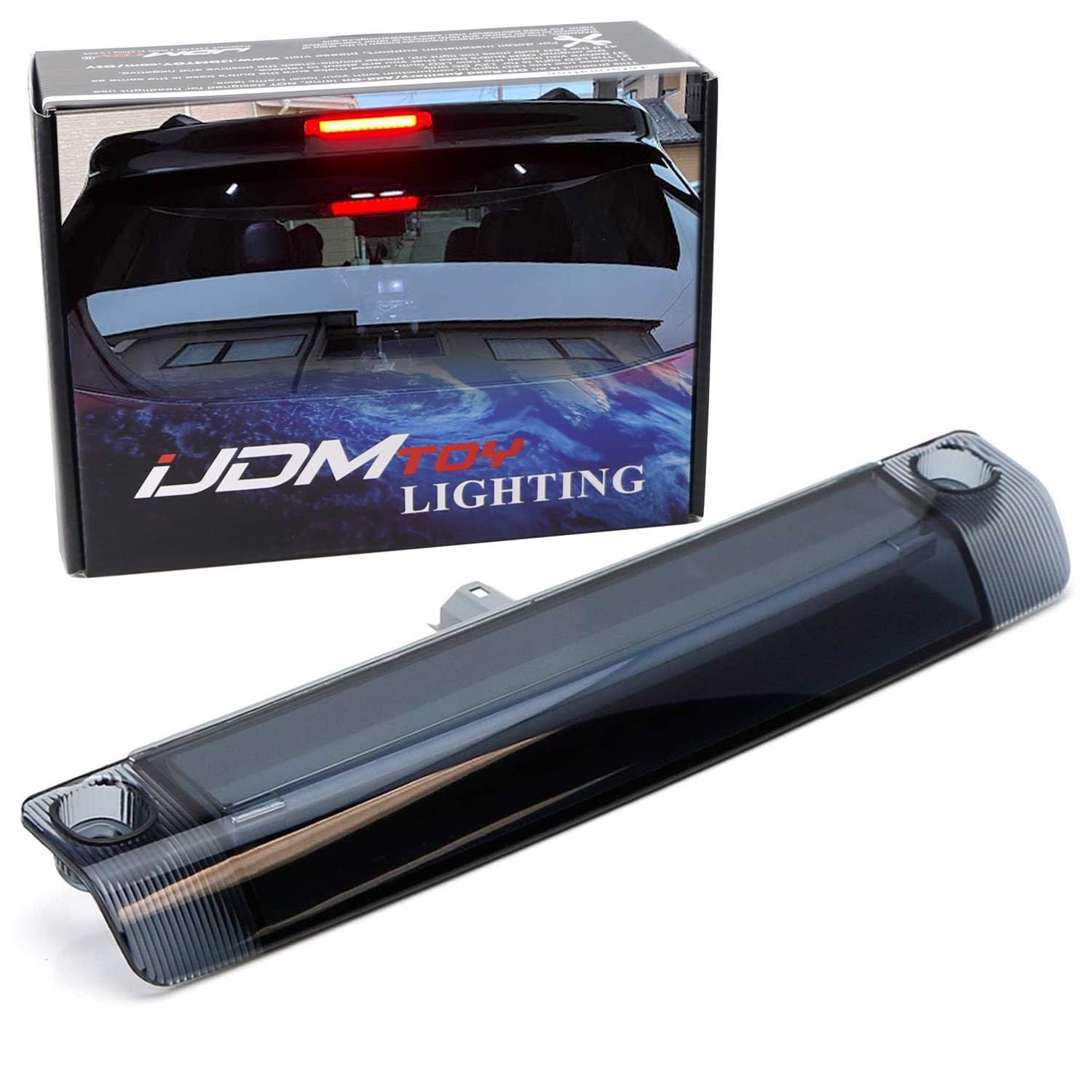 Ijdmtoy Smoked Dark Lens 9-Led 3Rd Brake Light Assy Compatible With Toyota 4Runner Highlander Prius Sienna Etc., Rear Center Roof High Mount Led Third Brake W/Strobe Braking Feature