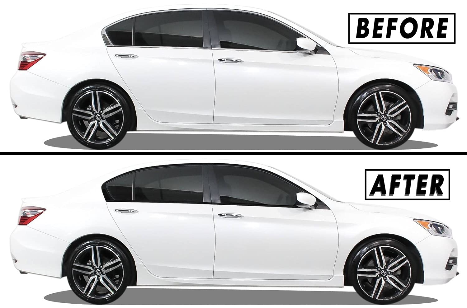 Slickmod Chrome Delete Blackout Vinyl Overlay For 2013-2017 Honda Accord Sedan Window Trim (Gloss Black)