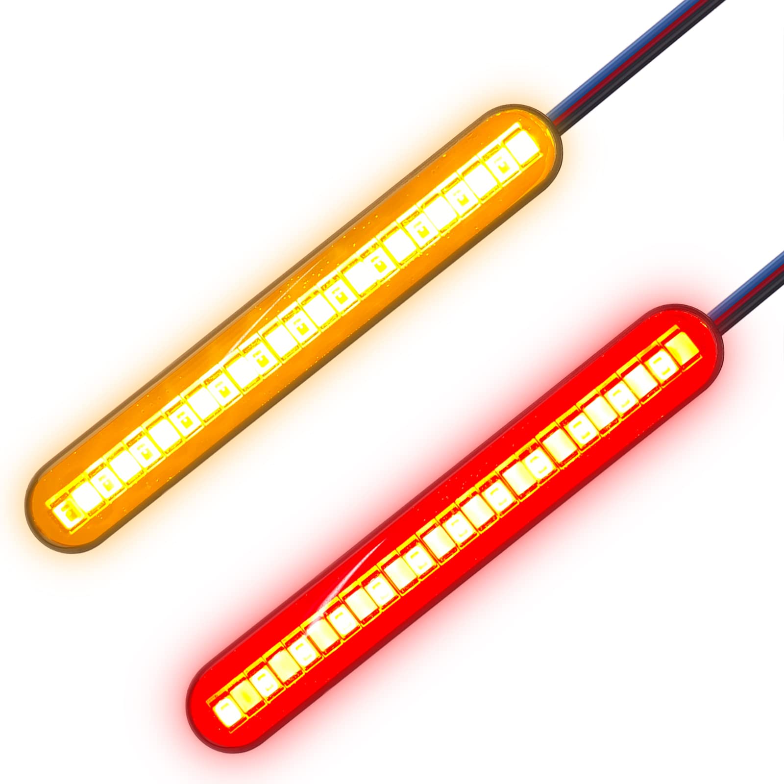 Kinstecks 2Pcs Motorcycle Indicators Flowing Turn Signal Lights Driving Light License Plate Light For Motorcycle Motorbike Led Amber Red