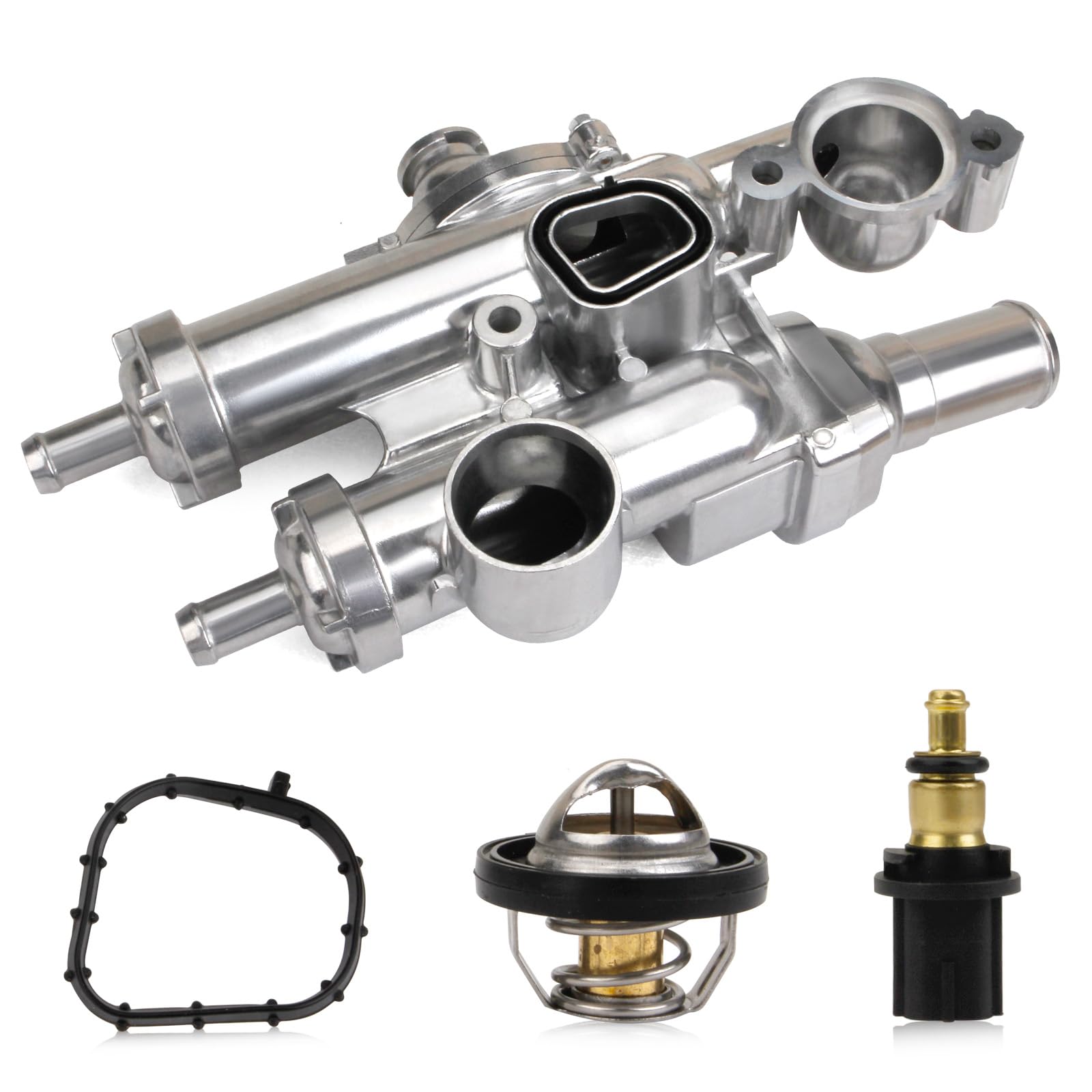 Mitzone Upgrade Aluminium Thermostat Housing Assembly Compatible With Dodge Jeep Chrysler Vehicle - 200 Sebring Compass Patriot Avenger Caliber Journey 1.8L 2.0L 2.4L Replace 68003582Ab