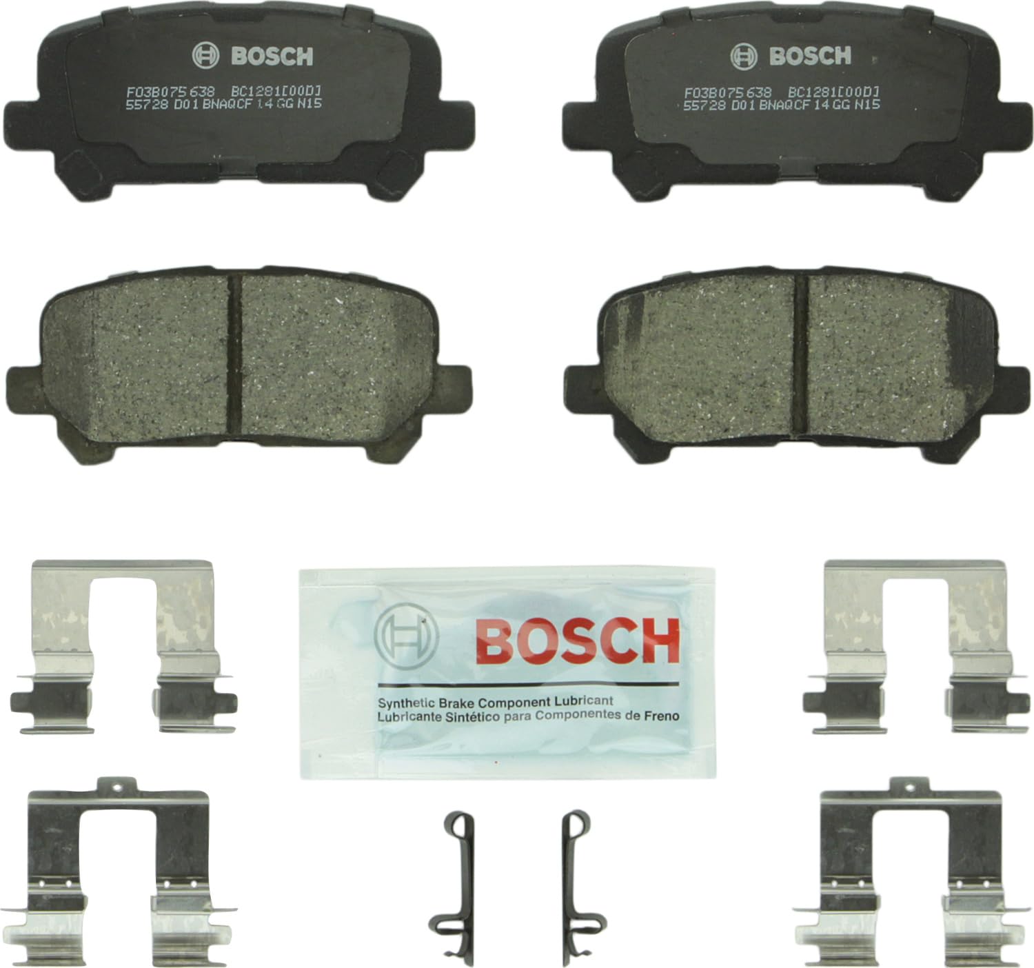 Bosch Bc1281 Quietcast Premium Ceramic Disc Brake Pad Set - Compatible With Select Acura Mdx, Zdx; Honda Odyssey, Pilot; Rear