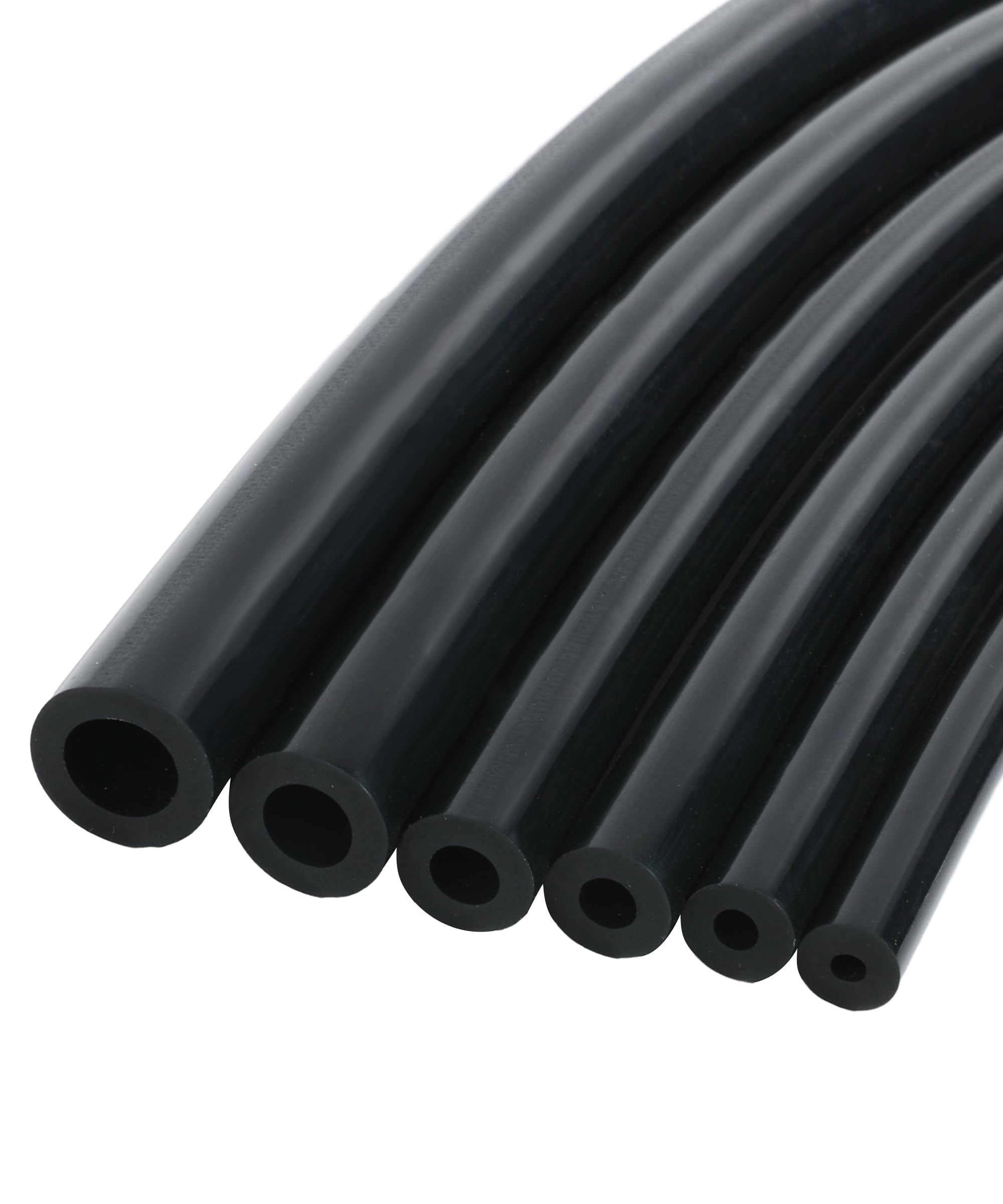 RACOONA 6PCS Black Silicone Vacuum Tubing Hose Kit - 5FT, 1/8 to 3/8 Automotive Hoses for Car Accessories