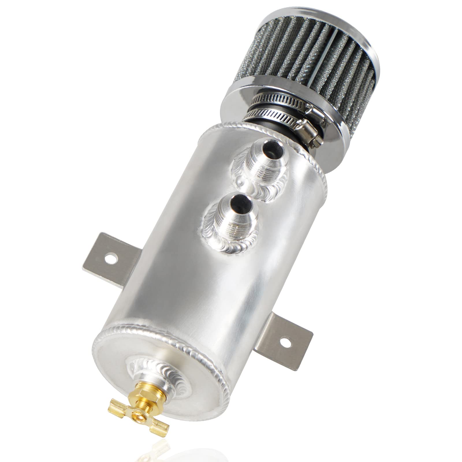 Poseng Universal 10An Oil Catch Can Tank Baffled 750Ml With Filter Aluminum Silver Htracing