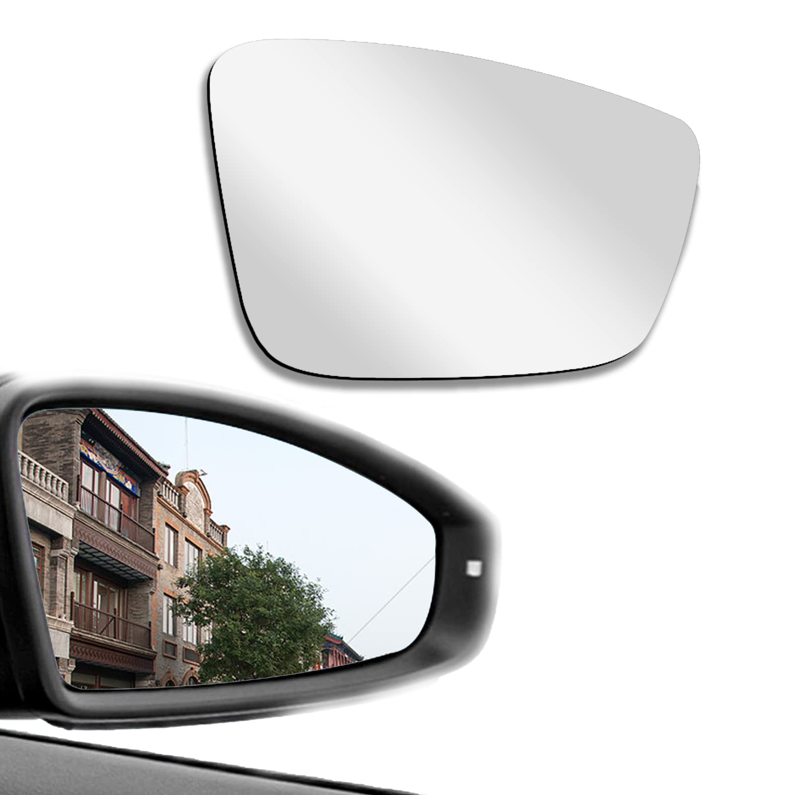 Vrasly Right Side Heated Mirror Glass Replacement for 2011-2018 VW Passat Jetta Beetle with Rear Holder