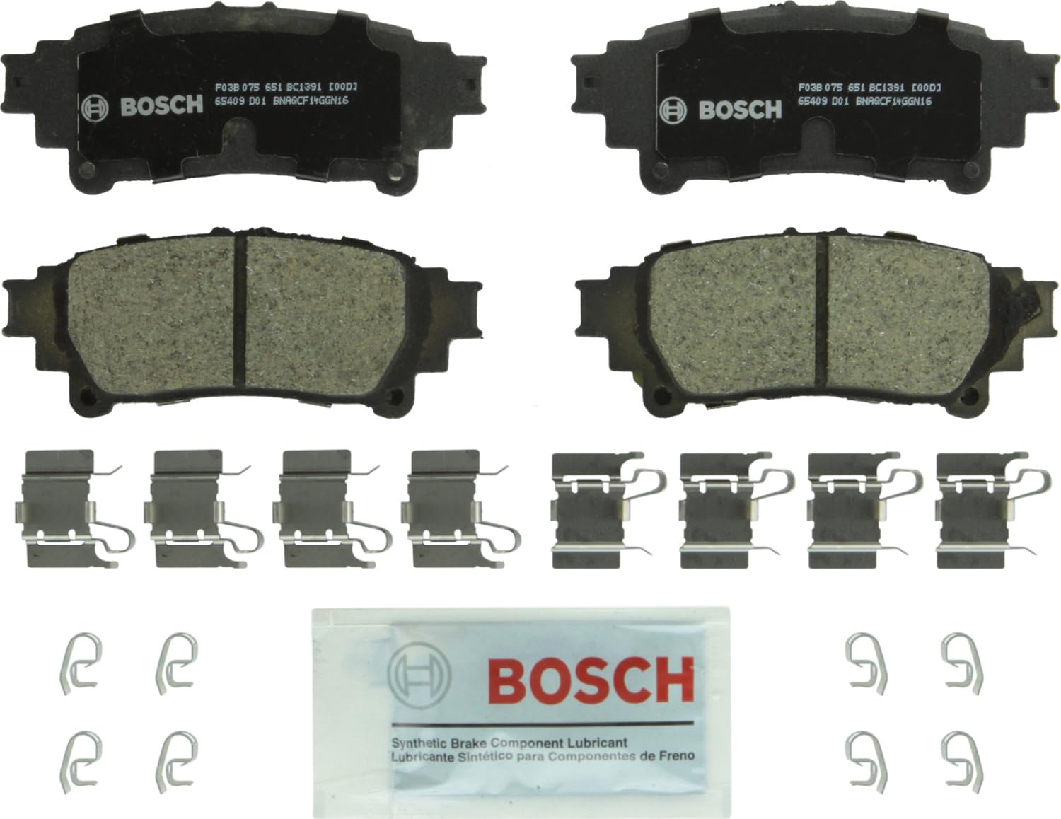 Bosch Bc1391 Quietcast Premium Ceramic Disc Brake Pad Set - Compatible With Select Lexus Gs200T, Gs350, Gs450H, Is300, Is350, Rc350, Rx350, Rx450H; Toyota Highlander, Prius, Sienna + More; Rear