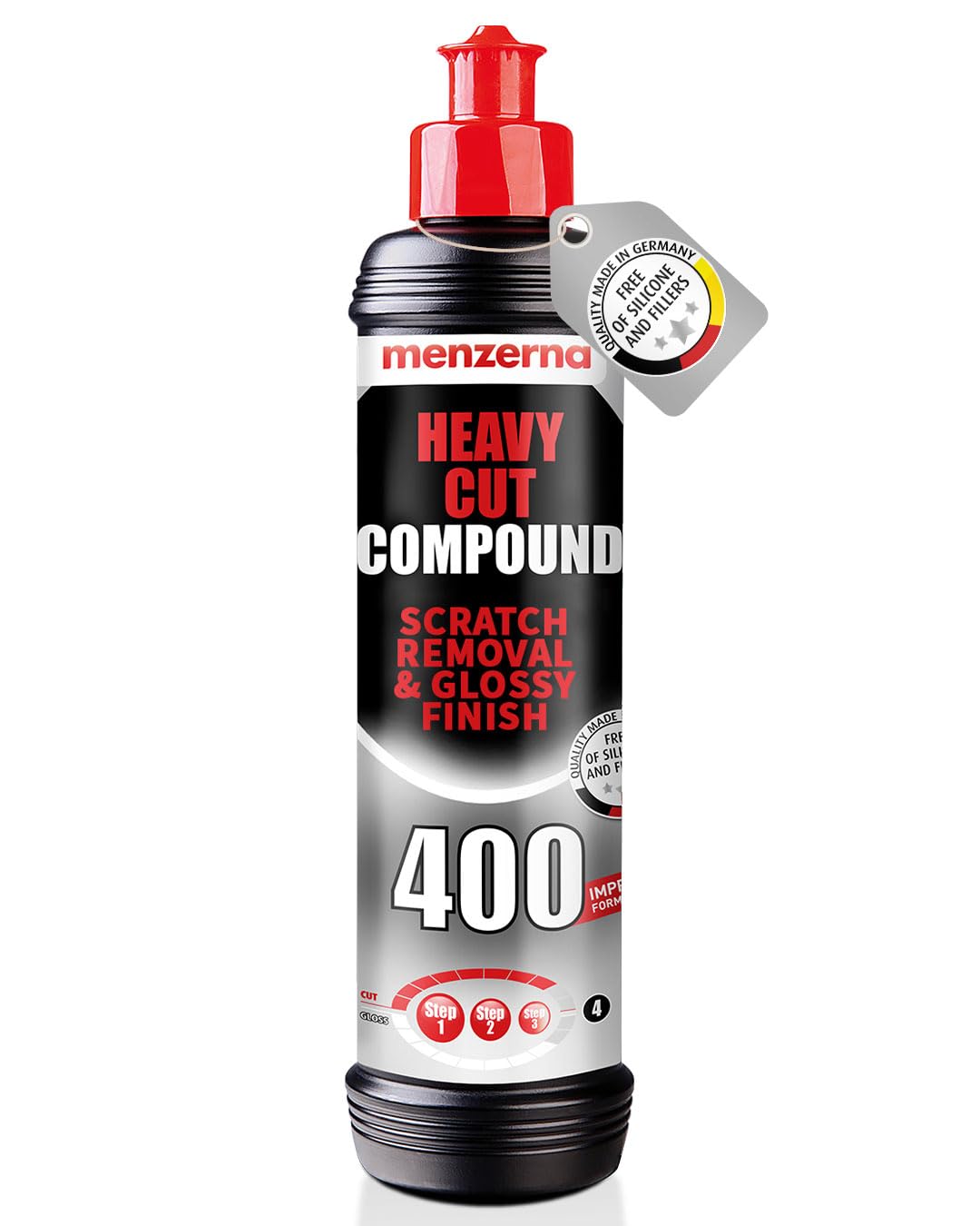 Menzerna Heavy Cut Compound 400' Car Polish I Heavy Cut, Medium Cut & Finish I Buffing & Polishing Compound For Scratch Repair I For Scratches, Swirls & Holograms I High Abrasion, Silicone Free I 8Oz