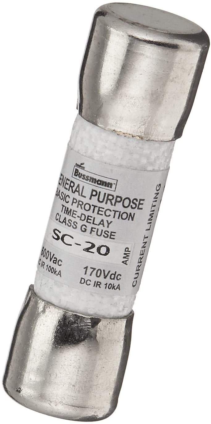 Bussmann Bp/Sc-20 20 Amp Time-Delay Class G Melamine Tube, 600V Ul Listed Carded, By Bussmann