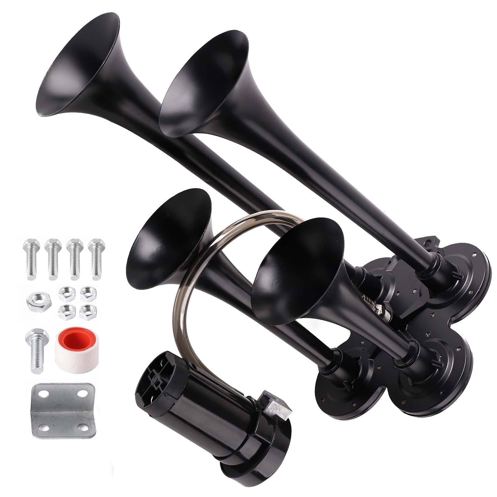 Train Horn Kit, Suitable For Trucks/Cars/Semi Trailers.Ultra Loud Db. The Air Horn With Compressor Is Suitable For Pickup/Motorhome/Suv/Truck/Train 12V 150Db And Other Vehicles (4 Speakers)