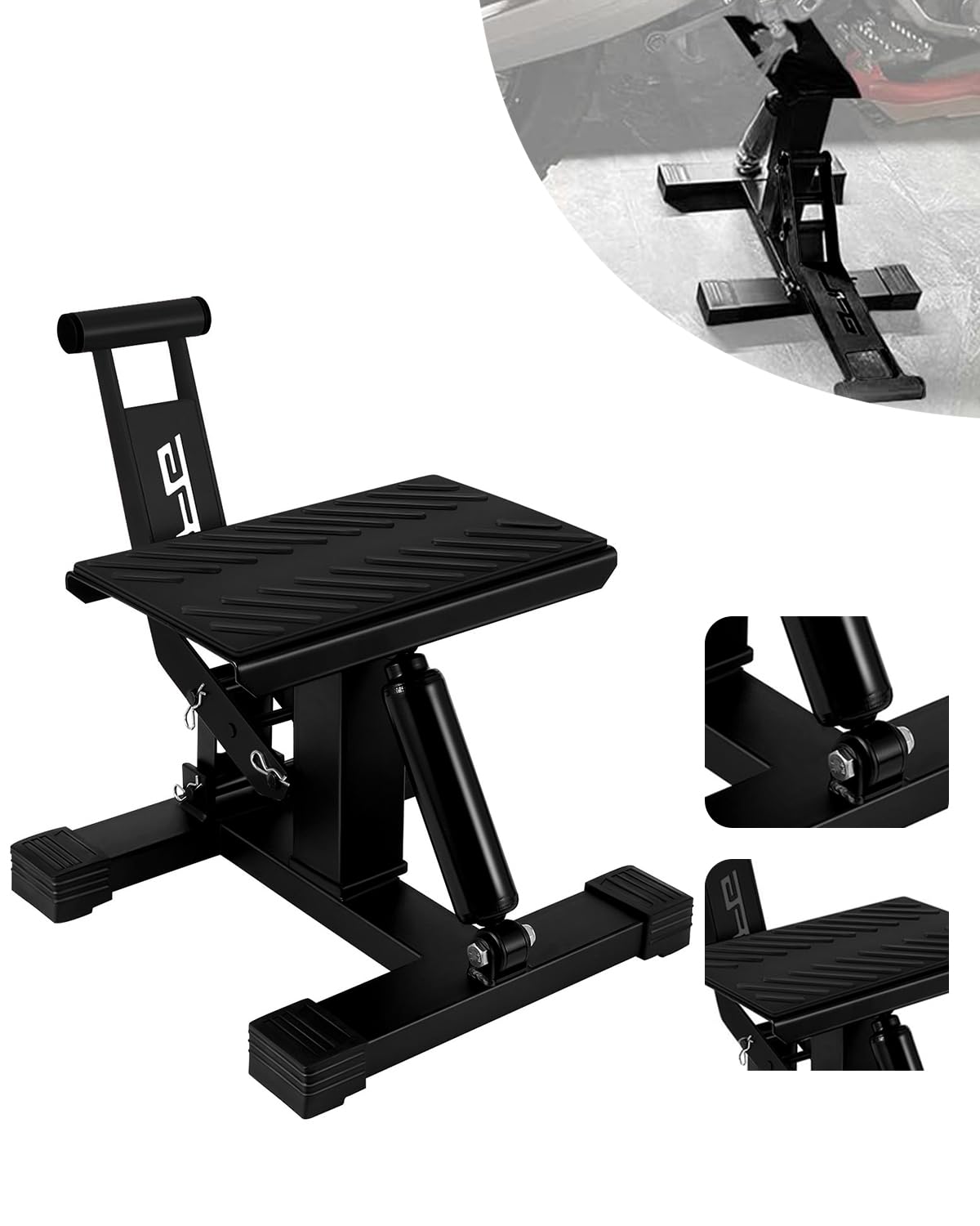 Jfg Racing Motorcycle Dirt Bike Stand,1000Lbs Capacity Lift Jack Hoist Table Height Adjustable Lifting Stand Ideal For Dirtbike Pit Bike Repair&Maintainance,Dirt Bike Accessories-Black