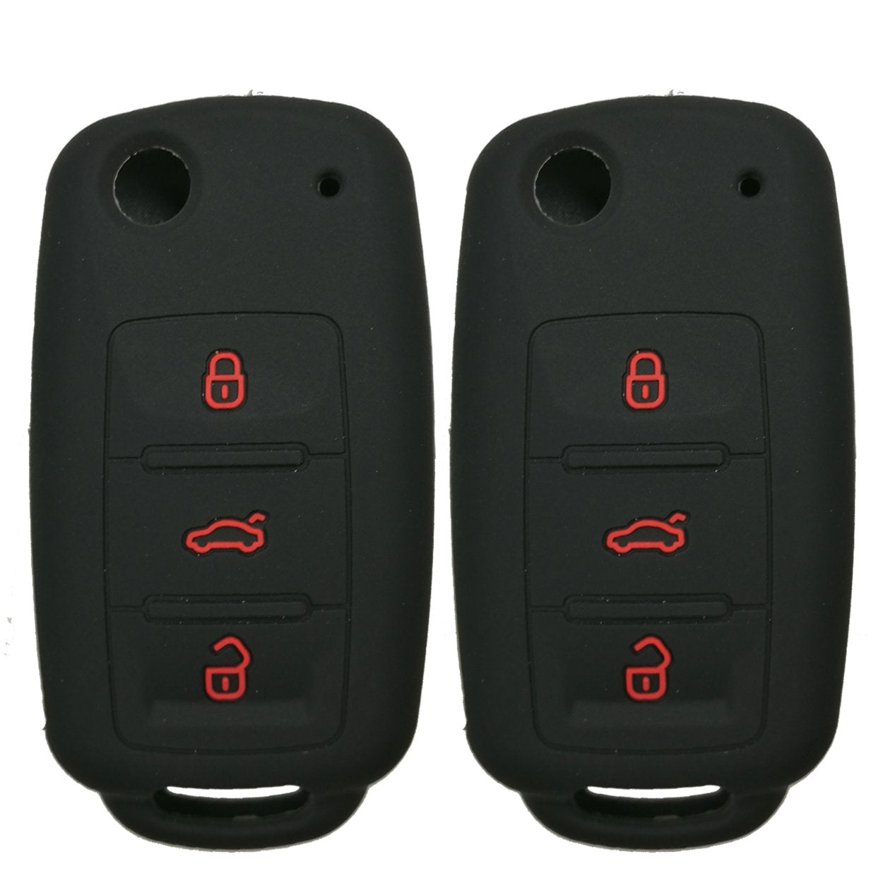 2Pcs Coolbestda Rubber 3 Buttons Flip Key Fob Cover Case Shell Keyless Jacket Wallet Holder For Vw Volkswagen Jetta Gti Passat Golf Tiguan Touareg Beetle