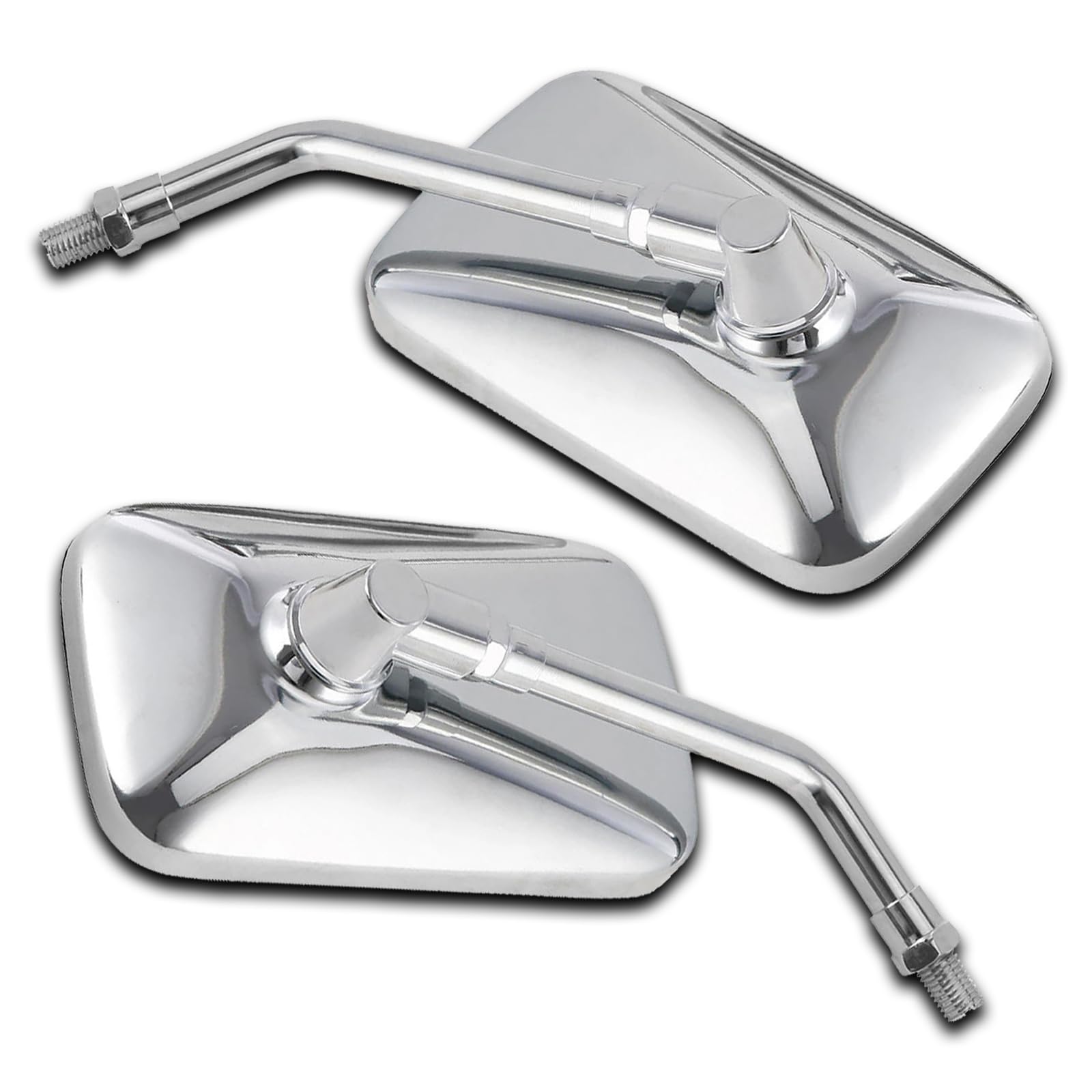 Dreamizer 10Mm Chrome Motorcycle Mirror Universal Rectangle Motorcycle Rear View Mirrors Compatible For Shadow Magna 750 Spirit 1100 Vulcan Vn 500 800 1500 1600 Sv650S Scooter Street Bike