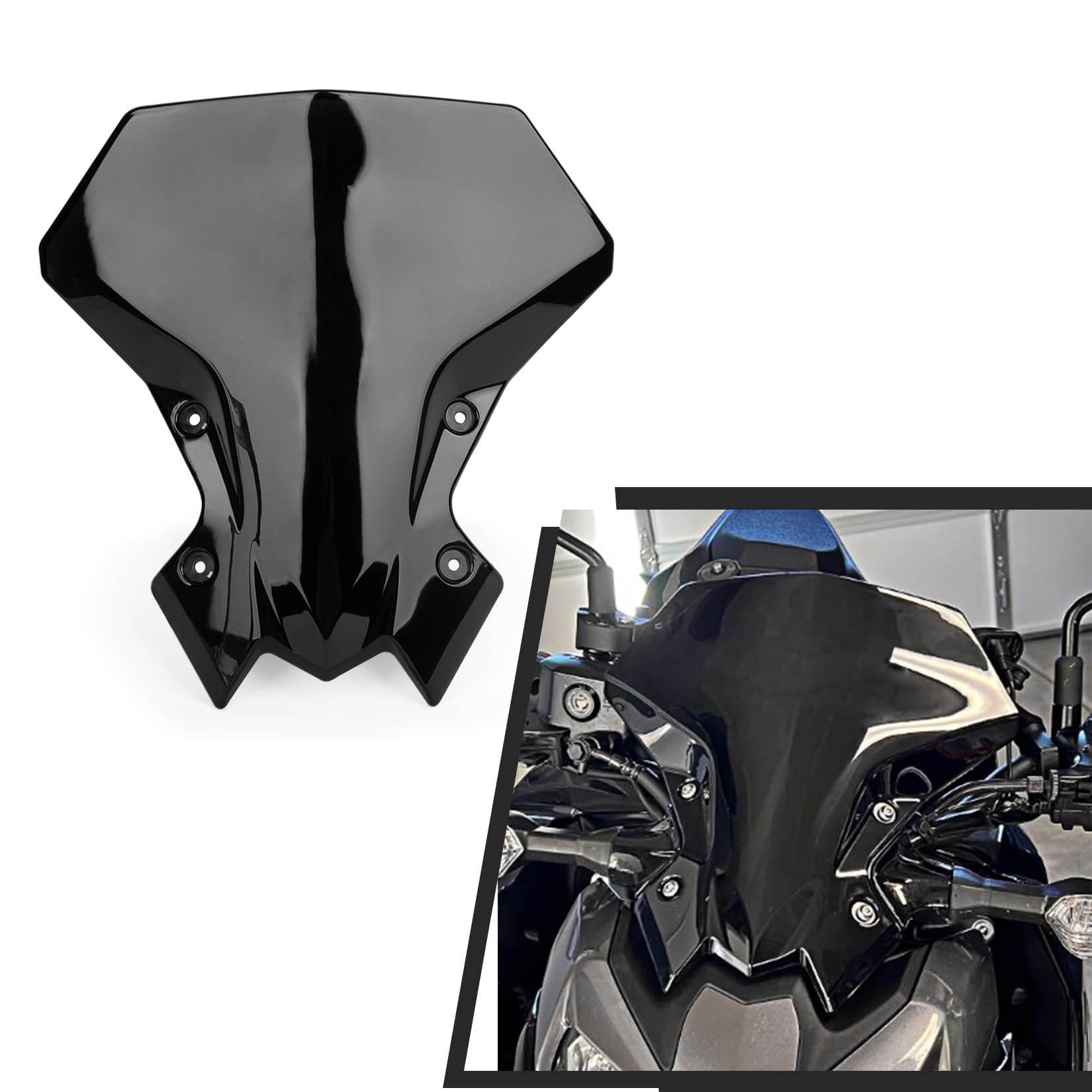 Psler Windshield For Z900 2021-2023 - Windshield Windscreen Baffle Air Wind Deflector Front Flyscreen For Z900 Z 900 2020-2023 Z650 2021-2023,Black