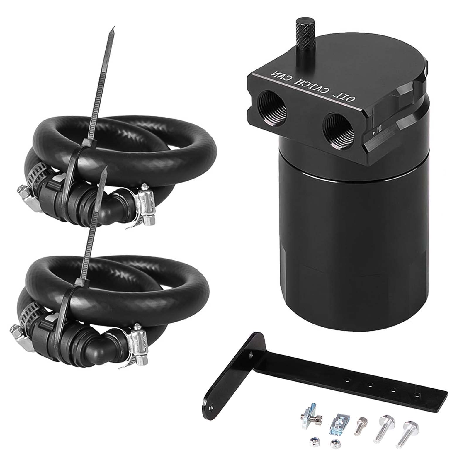 350Ml Aluminum Oil Catch Can Polished Oil Separator Tank Compatible With Ford F150 2.7Eb 3.5Eb 5.0L Passenger Side 2011-2021, Expedition 3.5L Ecoboost 2018-2021, Raptor 3.5L Ecoboost 2017-2021,Black