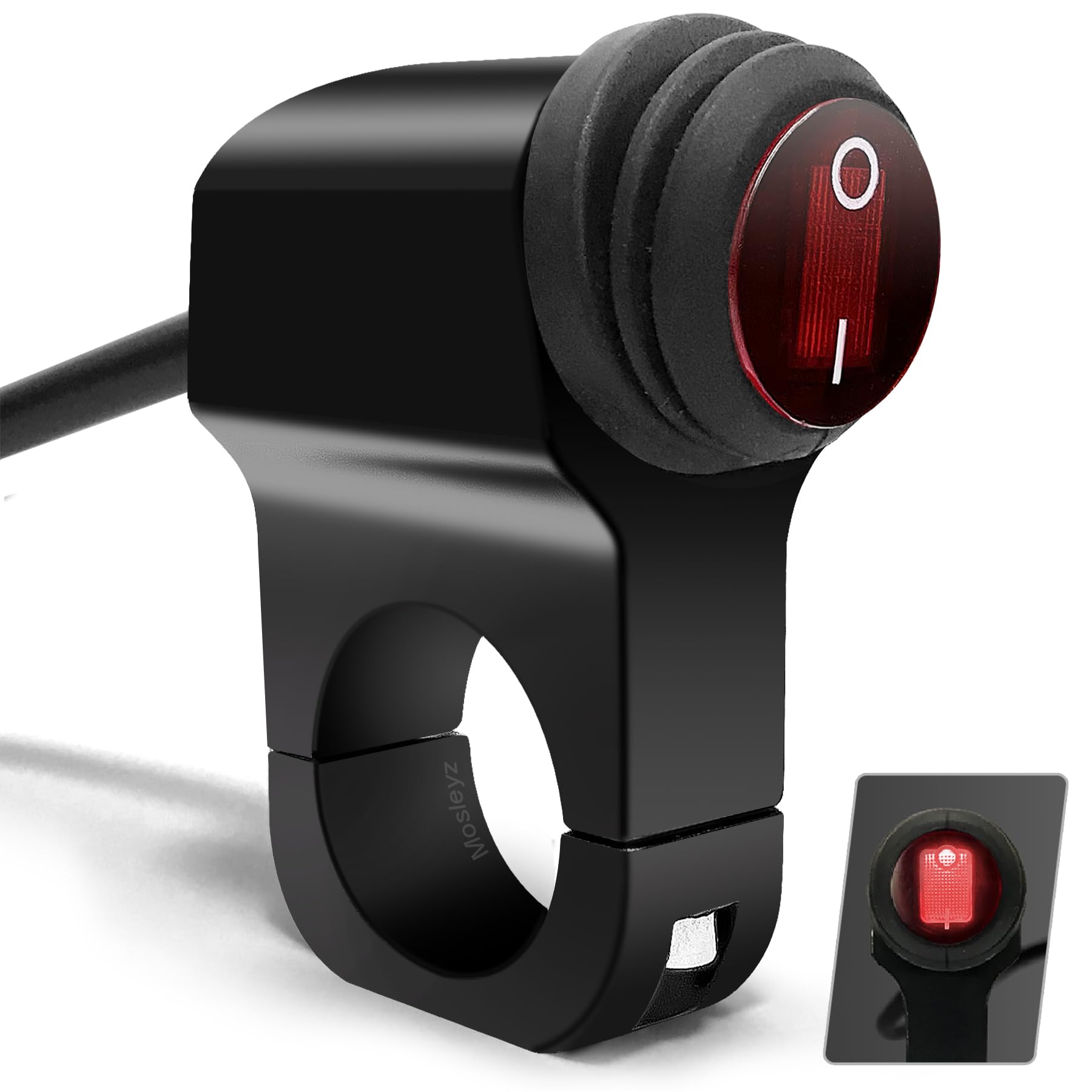 Atv Light Switch 12V Handlebar Switch Waterproof Motorcycle Light Switch Cnc Aluminum Alloy Handlebar Toggle Switch For Motorcycle Atv Utv- Fits 7/8' Handlebars (22Mm) Red 1 Piece