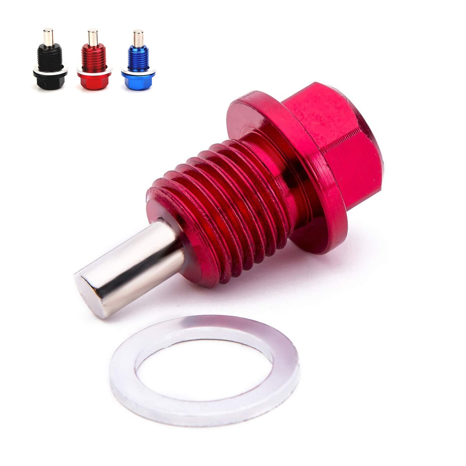 Magnetic Oil Drain Plug Magnetic Sump Drain Nut Oil Drain Bolt (14X1.5, Red)