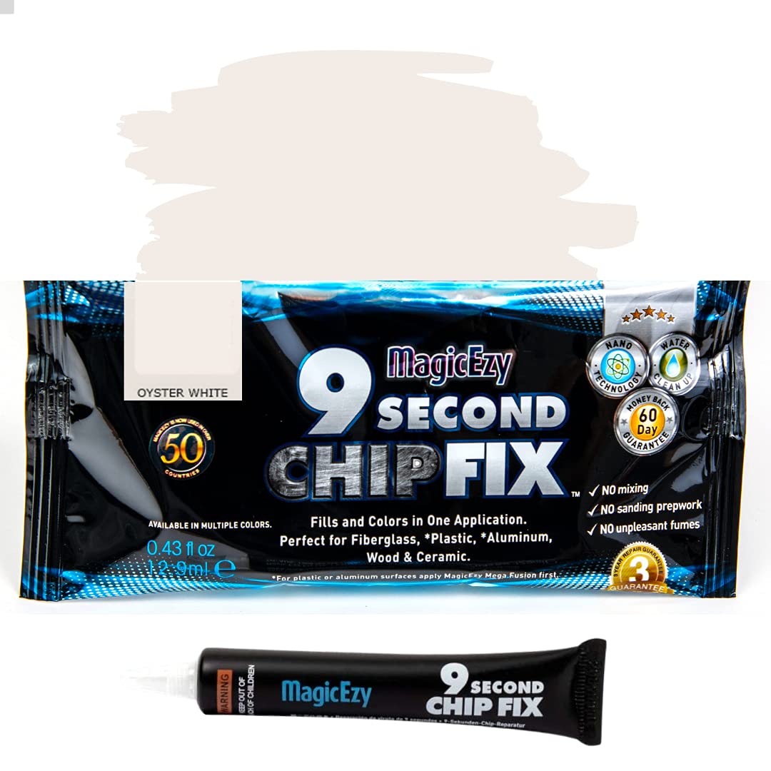 Magicezy 9 Second Chip Fix - (Oyster White) - All-In-One Fiberglass Repair Filler For Boats And Fiberglass Gelcoat - Strong Marine Epoxy Putty - Lifetime Durability