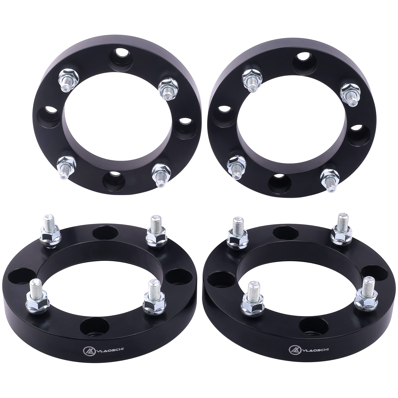 Vlaoschi Black Forged 4X137 To 4X156 Atv Wheel Adapters 1 Inch With 12X1.5 Studs Compatible With Kawasaki Can-Am Bombardier 4 Lug 4/137 To 4/156 For Outlander Commander Renegade Bayou -Pack Of 4