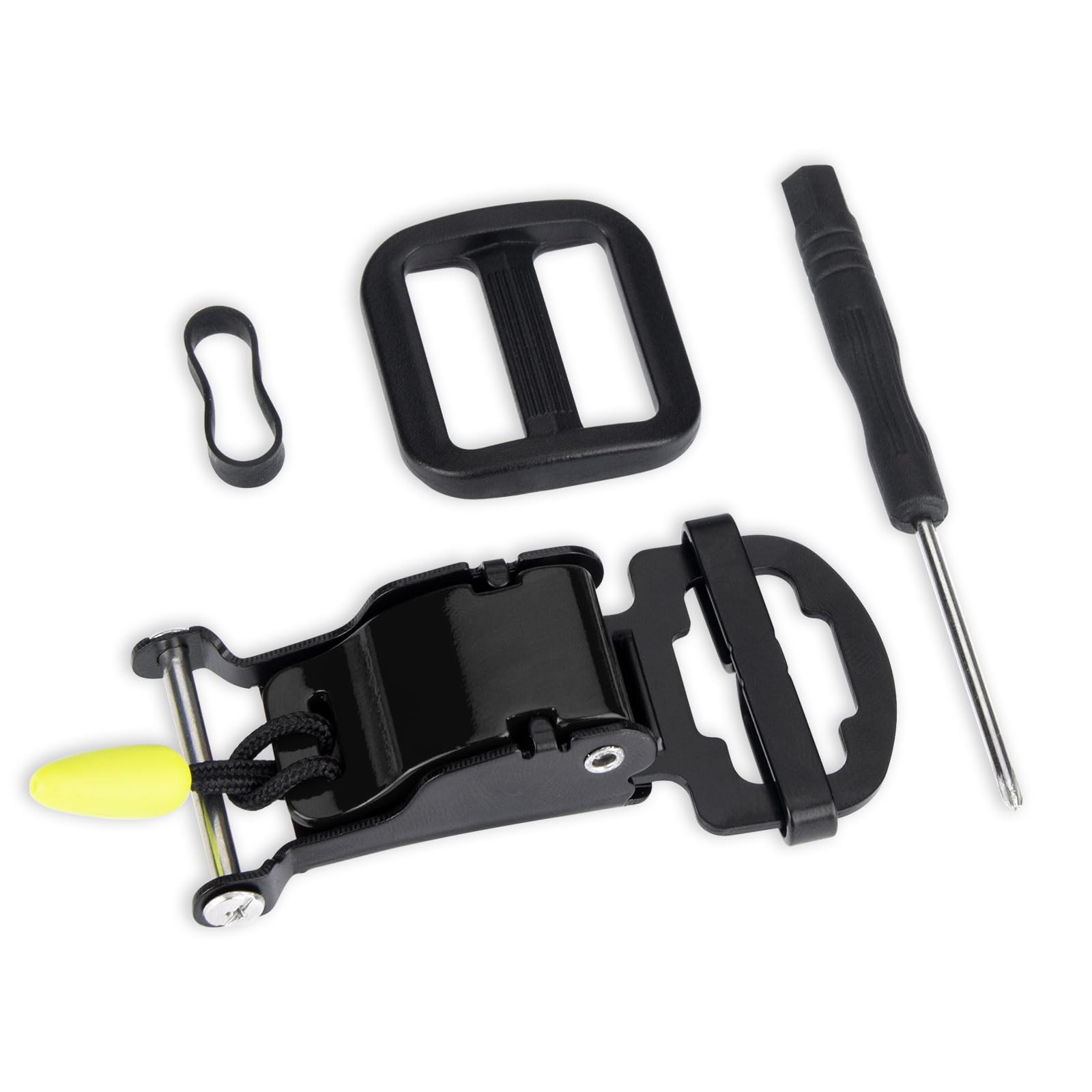 Healvaluefit Helmet Quick Release Buckle Kit, Stainless Steel Ratcheted Helmet Adapter Chin Strap Up To 1', All Metal Motorcycle Helmet Accessories, Compatible With Half, 3/4, Full Face Helmet (Black)