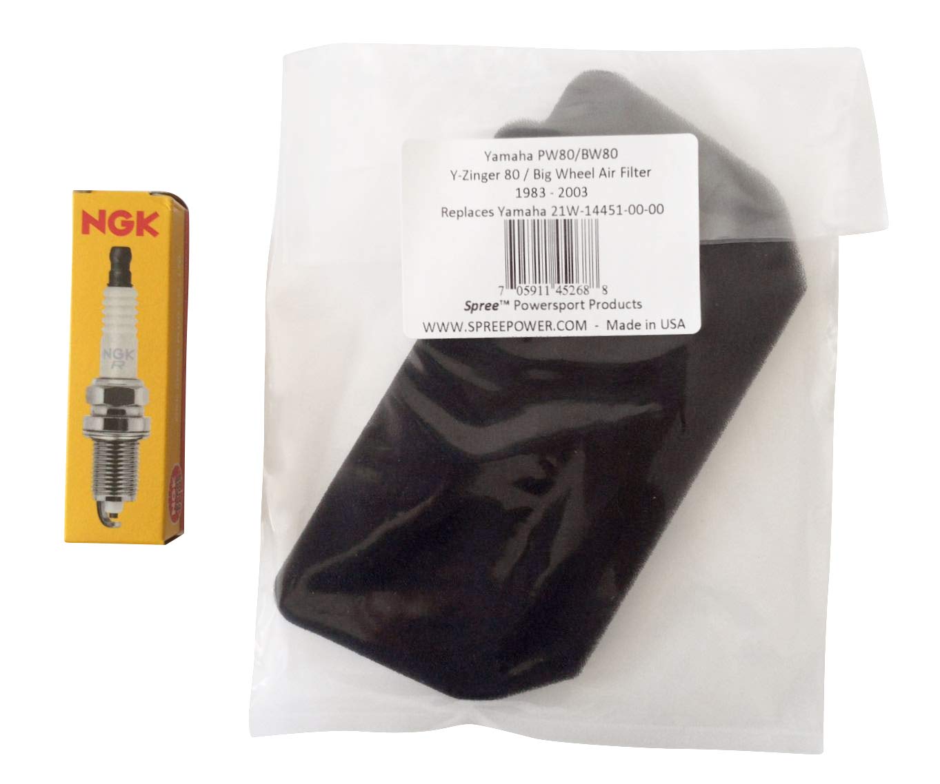 Spree Compatible Replacement For Yamaha Pw80 Y-Zinger 80 Air Filter With Spark Plug