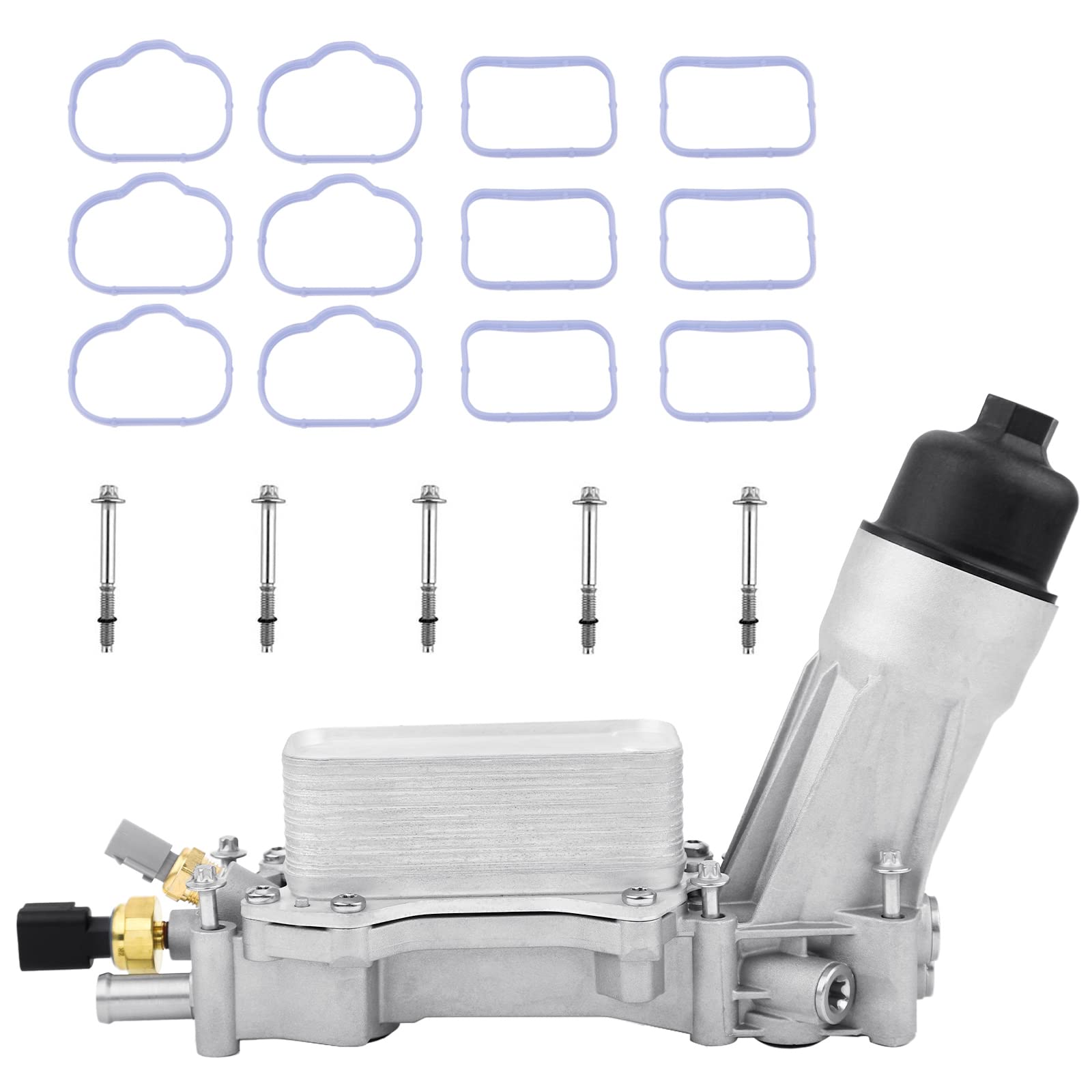 Aluminum Engine Oil Cooler 926-876 With Oil Filter Gaskets Sensor Adapter Upgrade Fit For 2011-2016 Chrysler 200,300,Dodge Charger,Cherokee,Wrangler,Promaster 3.6L V6 | 926-959, 5184304Ae, 68105583Af