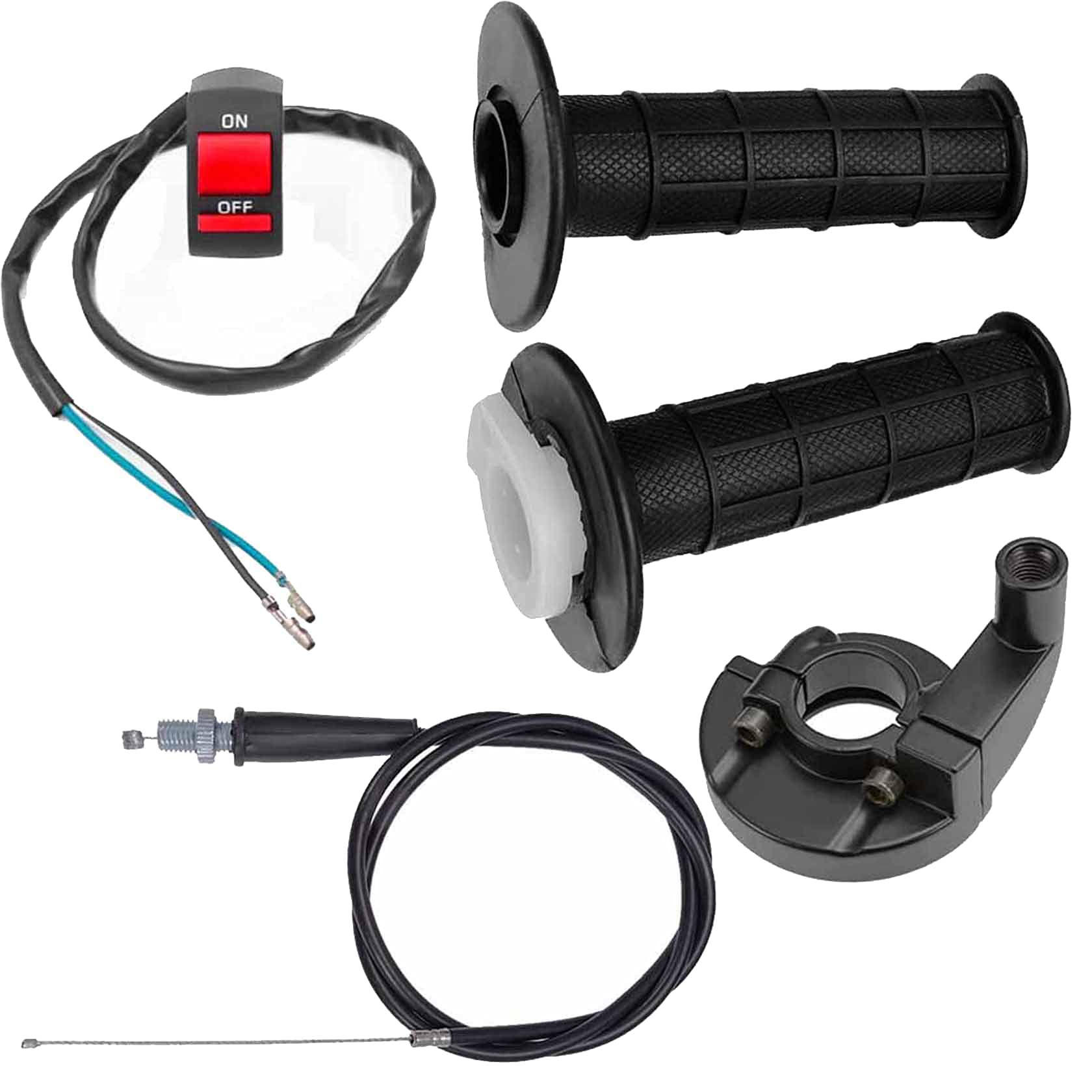 Fyshiqing 7/8' 22Mm Twist Throttle Accelerator Handle Grips Replacement For 50Cc 110Cc 150Cc 250Cc Mini Bike Atv Quad Pitbike Dirtbike (Band Flameout Switch)