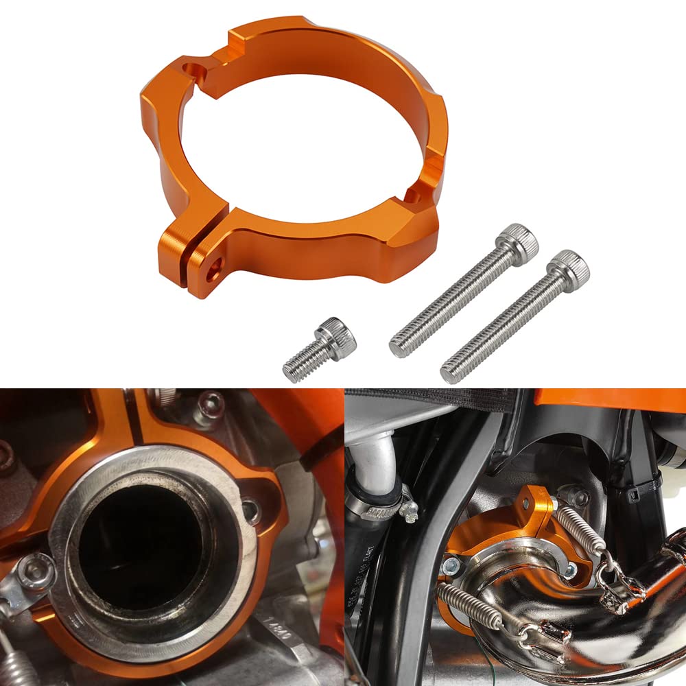 Nicecnc Orange Escape Flange Guard Protector Compatible With Ktm 250 300 Exc/Xc/Sx/Xcw/Xc-W Six Days/Xc-W Tpi 2017-2022 Husqvarna 250 300 Te/Tc/Tx 2017-2022 Gasgas Ex/Ec/Mc 250 300 2021-2022