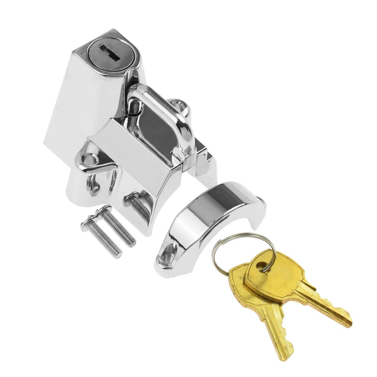 Hdbubalus Motorcycle Helmet Security Lock Kit For 7/8' To 1 1/4' Diameter Tubings For Harley Chrome