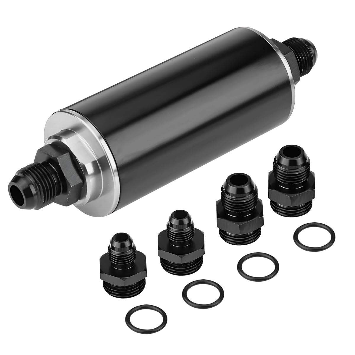 Auceli 50Mm Inline Gas Fuel Filter, Air Filter With 6An 8An 10An Adapter, Aluminum Cleanable Fuel/Gas/Petrol Filter Adapter Fittings, Universal Vehicle Accessories For Car, Suv, Truck