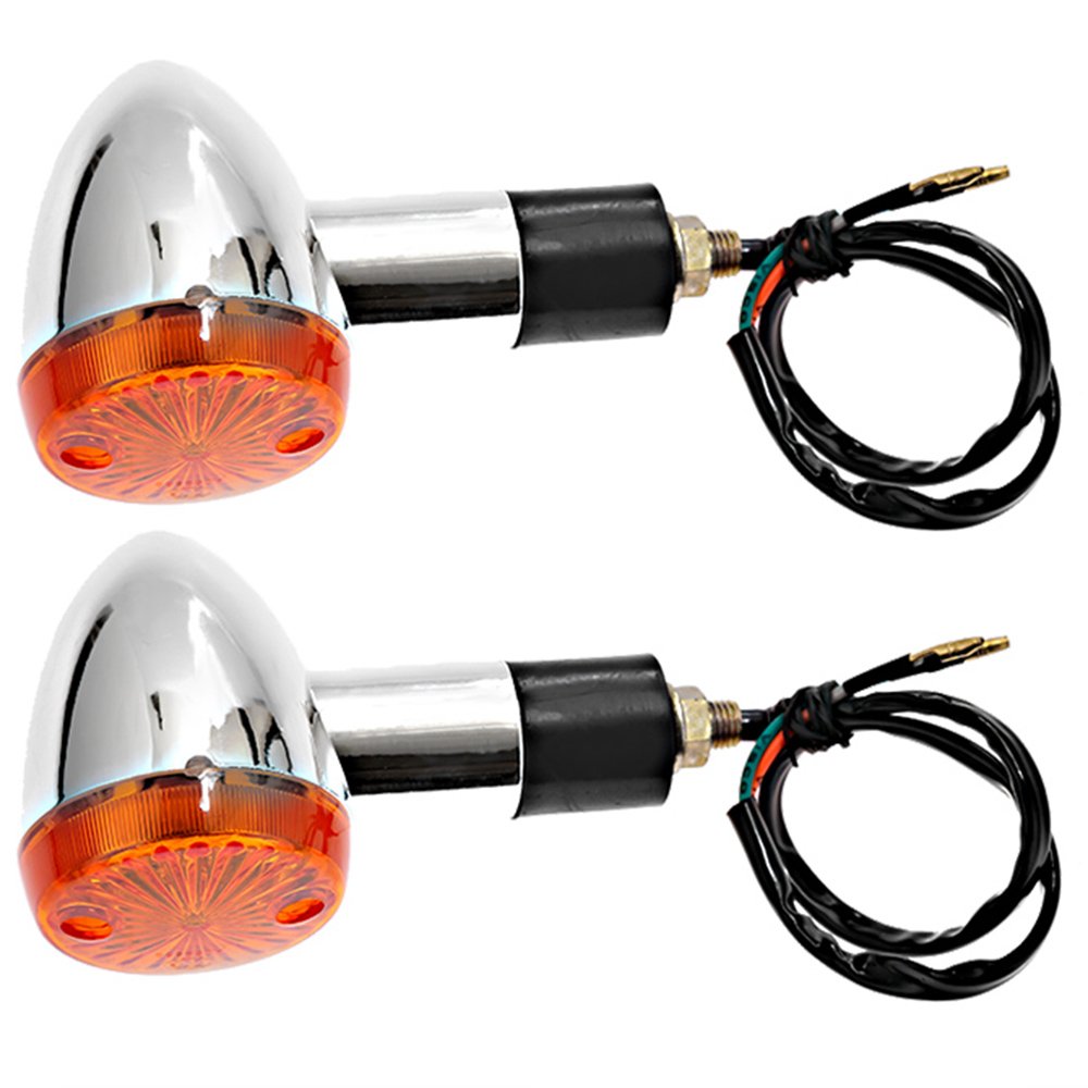Aynaxcol Motorcycle Turn Signal Indicator Amber Lights Amber Chrome Bullet Front Rear Compatible With Honda Fury Interstate Nighthawk Rebel Sabre Shadow(2 Packs)