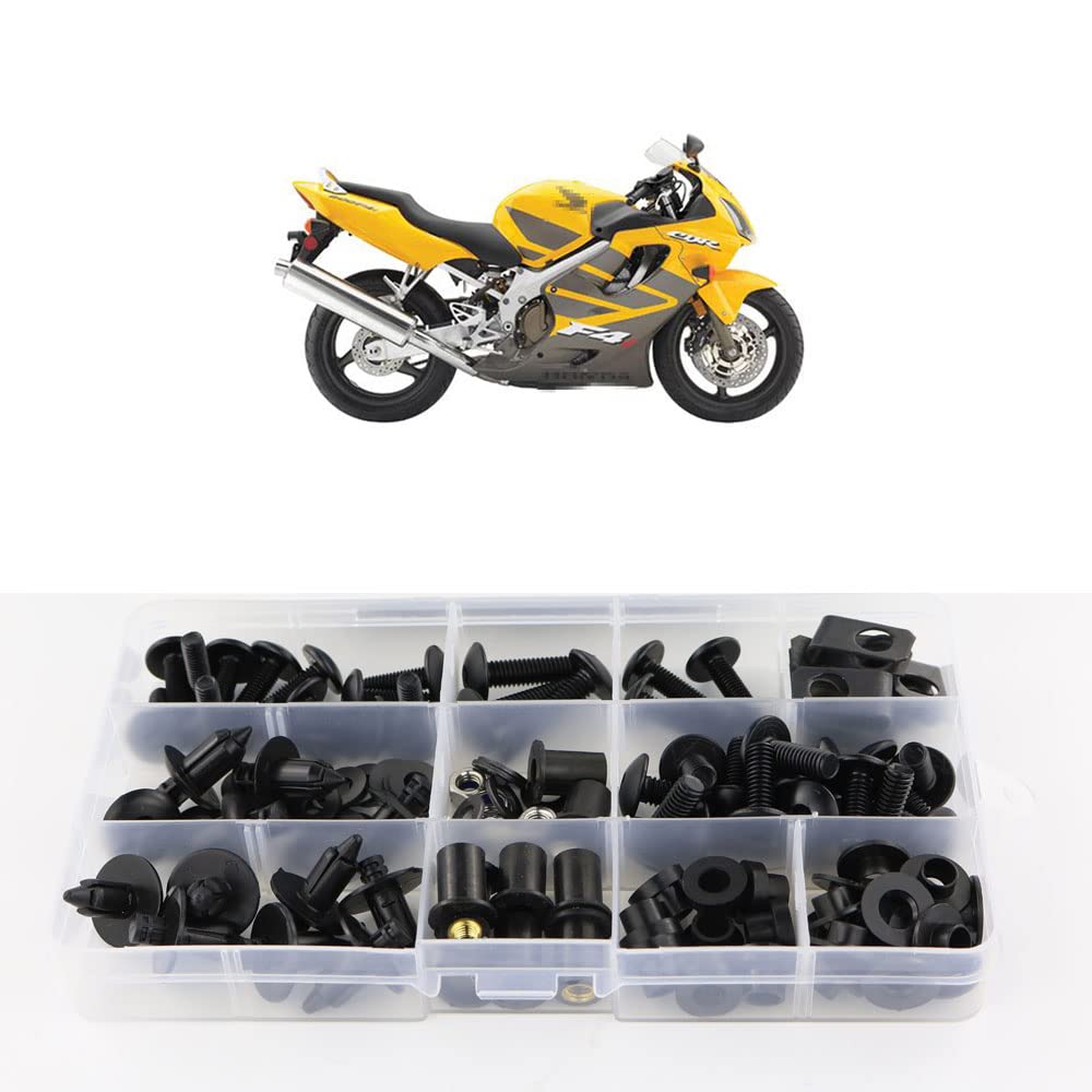 Xitomer Full Sets Fairing Bolts Kits, Fit For Cbr600 F4 F4I 1999 2000 2001 2002 2003 2004 2005 2006 2007, Mounting Kits Grommets/Washers/Fastenings/Clips/Nuts (Matte Black)
