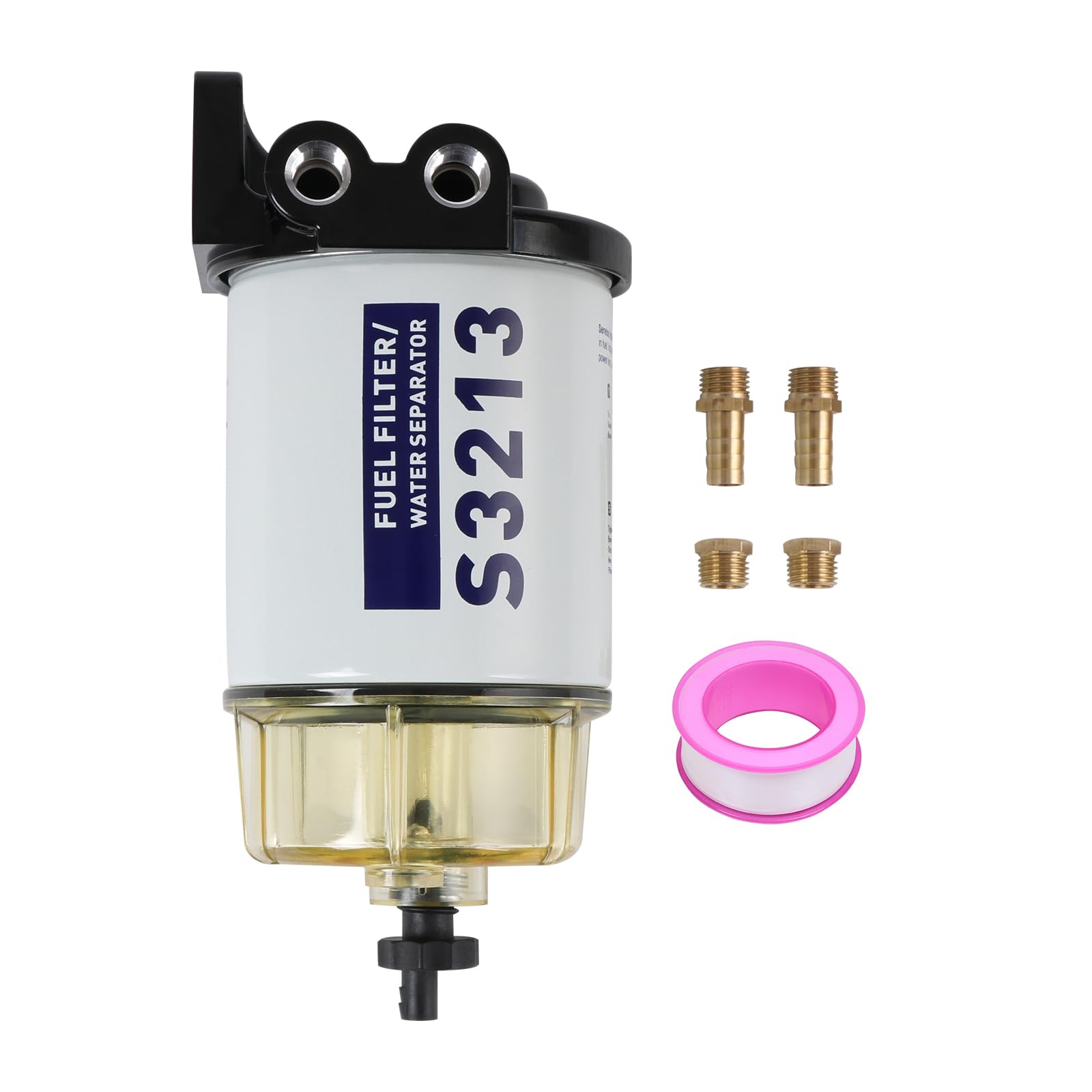 Carmocar Fuel Filter Water Separator Replacement For Marine Outboard Motor Mercury With 3/8' Barb X 1/4' Npt Brass Fittings Replaces# S3213, S3214, 35-60494-1, S3213, 18-7932-1, 18-17928, 35-809097