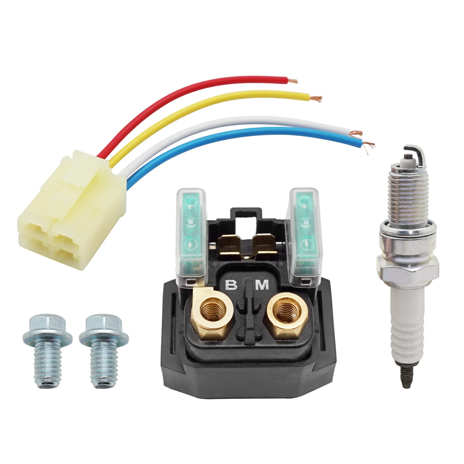 M Mati Starter Solenoid Relay & Plug & Spark For Yamaha Grizzly 350 400 450 660 Big Bear 250 400 Raptor 350 660 Wolverine 350 400 Kodiak 400 450 Bruin 250 350 Bear Tracker 250