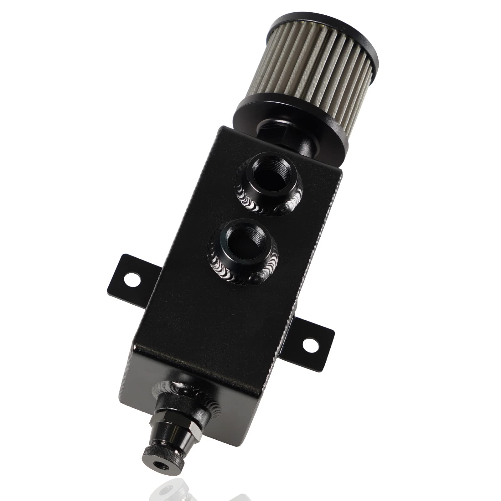 Poseng Universal 10An Oil Catch Can Tank Baffled 1L With Filter Aluminum Black Htracing