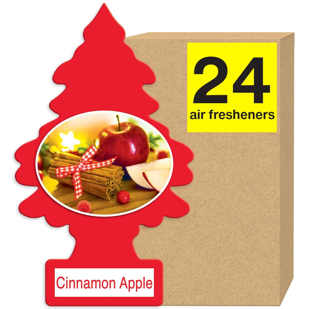 Little Trees Air Fresheners Car Air Freshener. Hanging Tree Provides Long Lasting Scent For Auto Or Home. Cinnamon Apple, 24 Air Fresheners