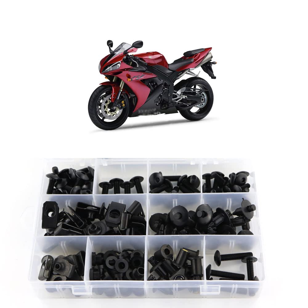 Xitomer Full Sets Fairing Bolts Kits/Boby Kits, Fit For Yzf-R1 2004 2005 2006, Mounting Kits Washers/Grommets/Clips/Nuts/Fastenings(Matte Black)