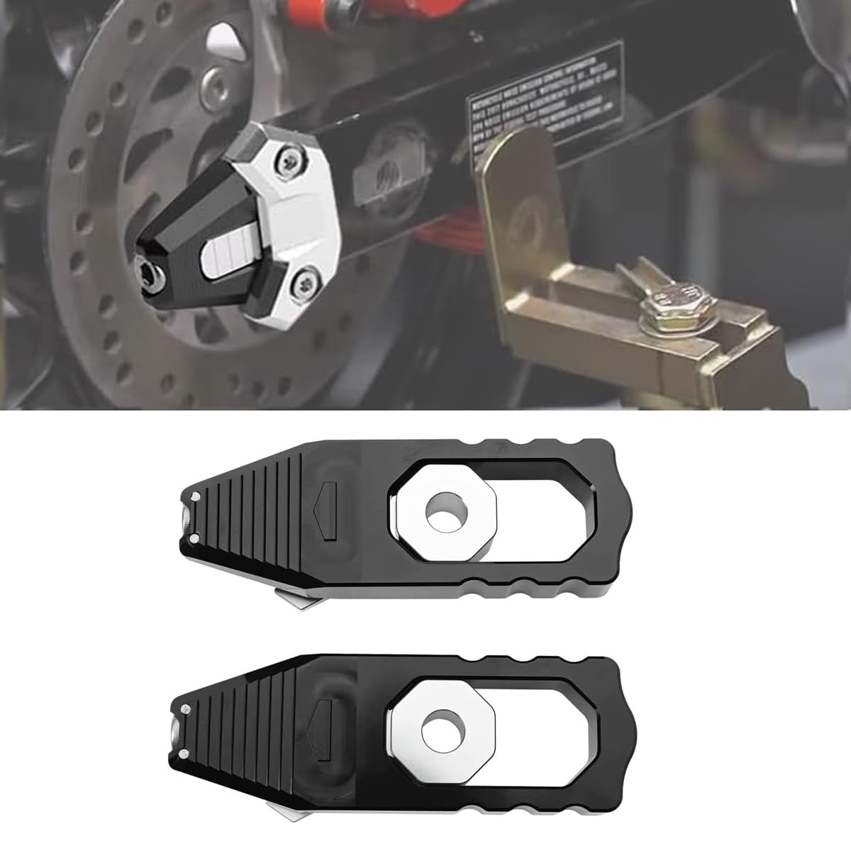 Canitu Black Chain Axle Adjuster Kit, Cnc Billet Aluminum Motorcycle Chain Adjusting Tool Rear Axle Swingarm Spool Chain Adjuster Tensioner Mods For Honda Grom'S 2014-2021