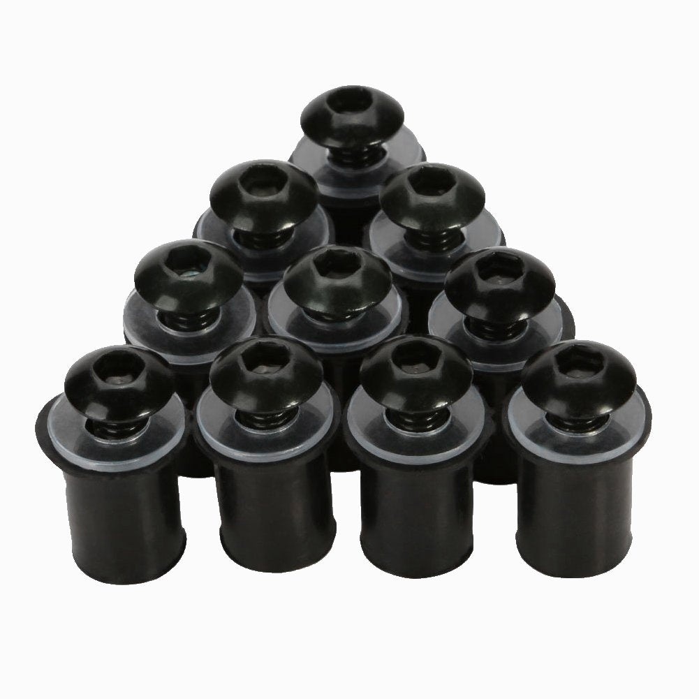 Coolboyer 10Pcs/Set M5X15Mm Motorcycle Aluminum Fairing Screws Bolts Kit Body Mount For Motorcycle Windscreen Windshield Screws Bolts Nuts (Black) (44188)