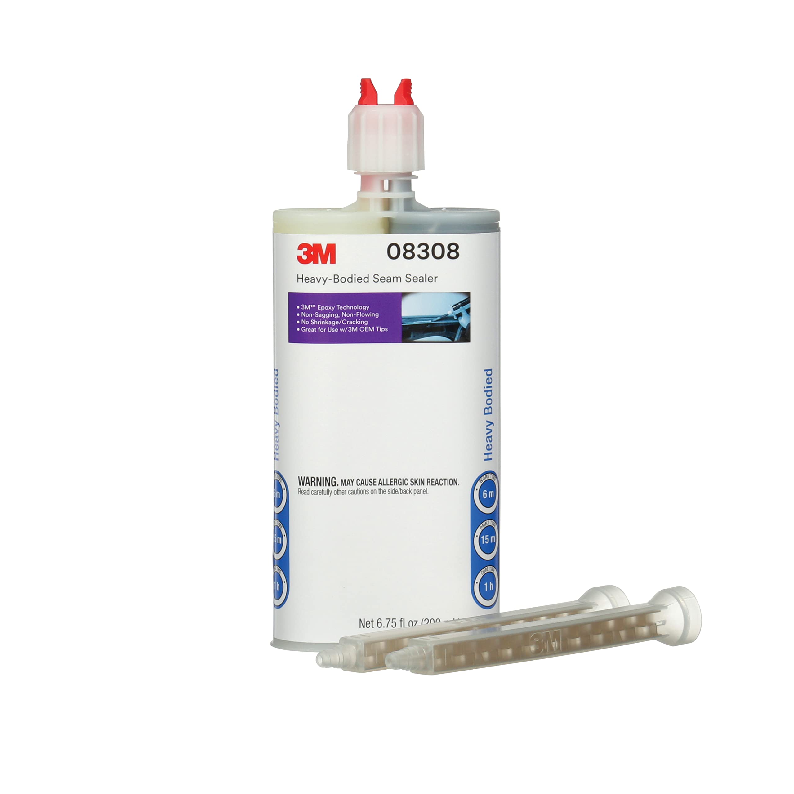 3M Heavy-Bodied Seam Sealer, 08308, Two-Part, Self-Mixing, Automotive Epoxy, 200 Ml/6.75 Fl Oz Cartridge , Black