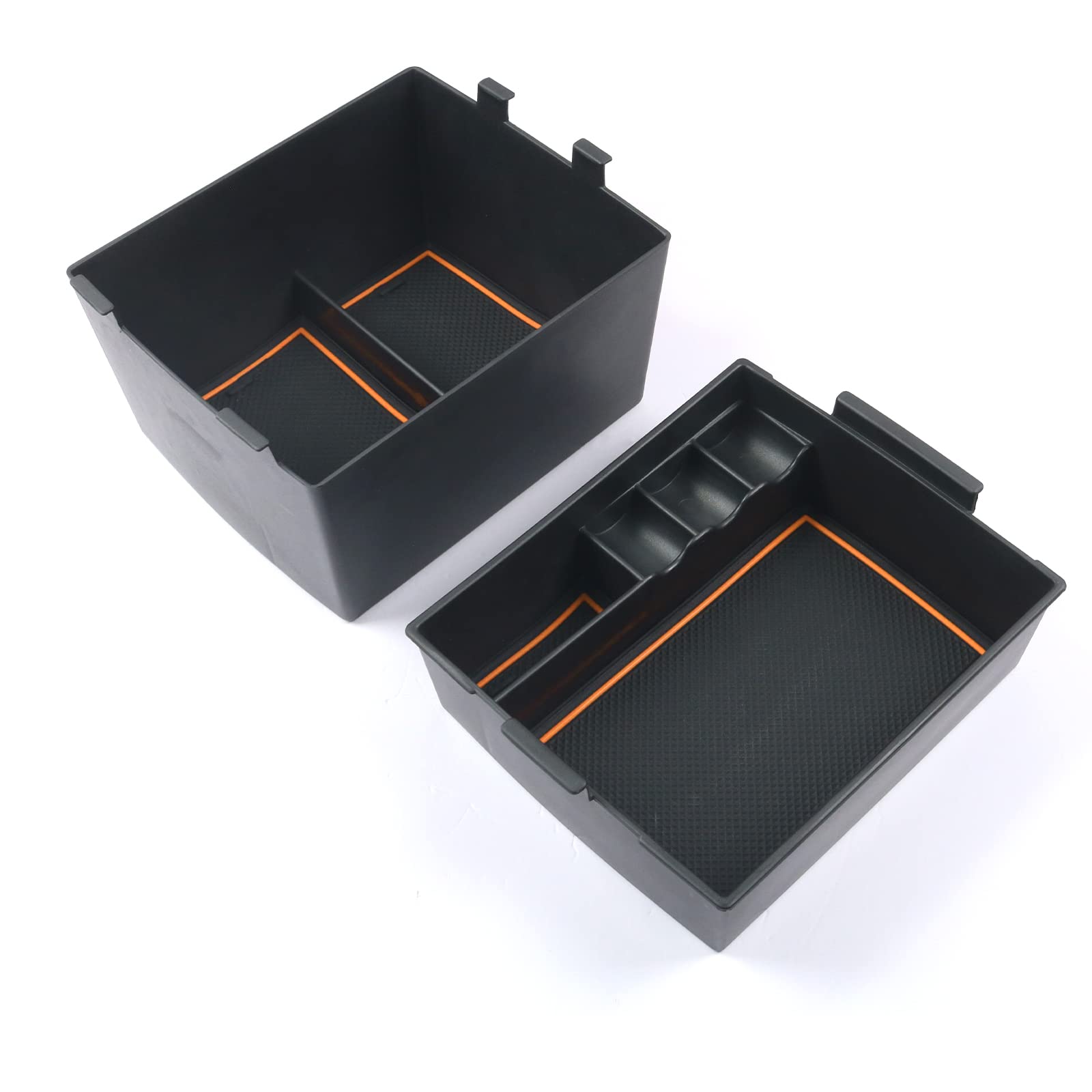 Cdefg For 2022 2023 2024 Maverick Pickup Truck Center Console Organizer Tray 2022 2023 2024 Maverick Armrest Trays Storage Box Coin Container 2022-2024 Maverick Truck Accessories, 2-Pack(Orange Trim)