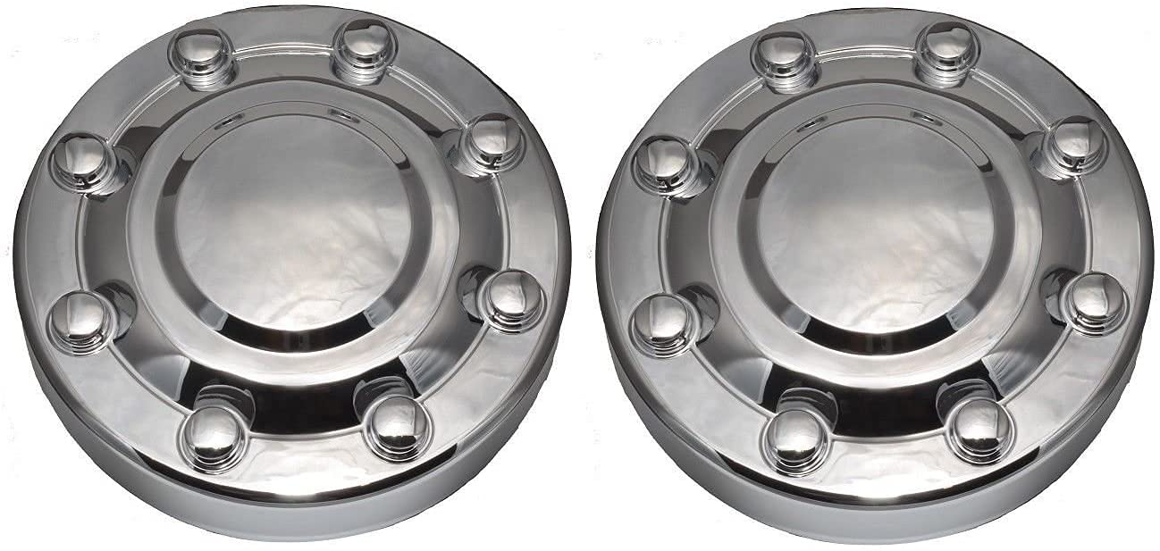 Bb Auto New 8 Lug Front Wheel Hub Chrome Center Caps Set Pair 2 Aftermarket Replacements For 2000-2002 Dodge Ram 3500 1-Ton Dually Drw, 541