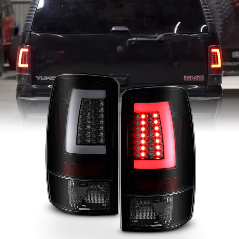 Acanii - For 2000-2006 Chevy Suburban 1500 2500 Tahoe Gmc Yukon Black Smoked Led Tube Tail Lights Brake Lamps Left+Right