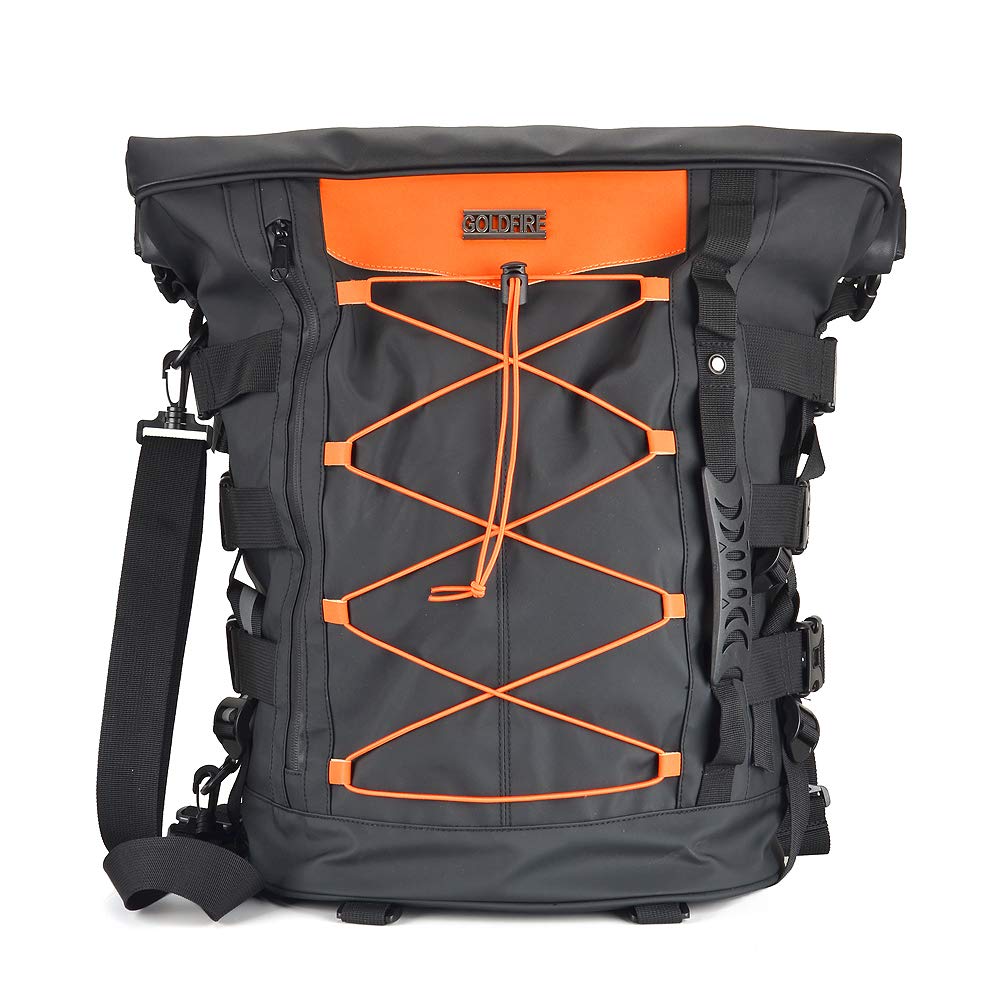 Sresk Expandable Motorcycle Travel Luggage Sissy Bar Bag Tail Bag Motorcycle Backpack: Weather Resistant Duffle Bag With Sissy Bar Straps (Balck)