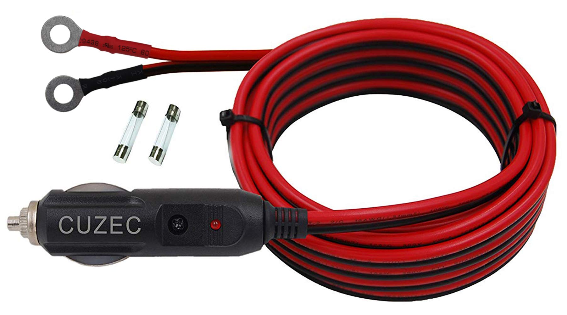 Cuzec Heavy-Duty 15A Male Plug Cigarette Lighter Adapter Power Supply Cord With 13.1Ft / 4M 16 Awg Cable Wire For Car Inverter Air Pump Electric Cup And Diy